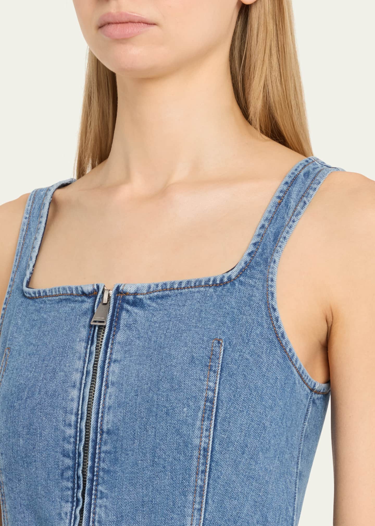 SIMKHAI Manson Zip-Front Denim Midi Dress Image 5 of 5