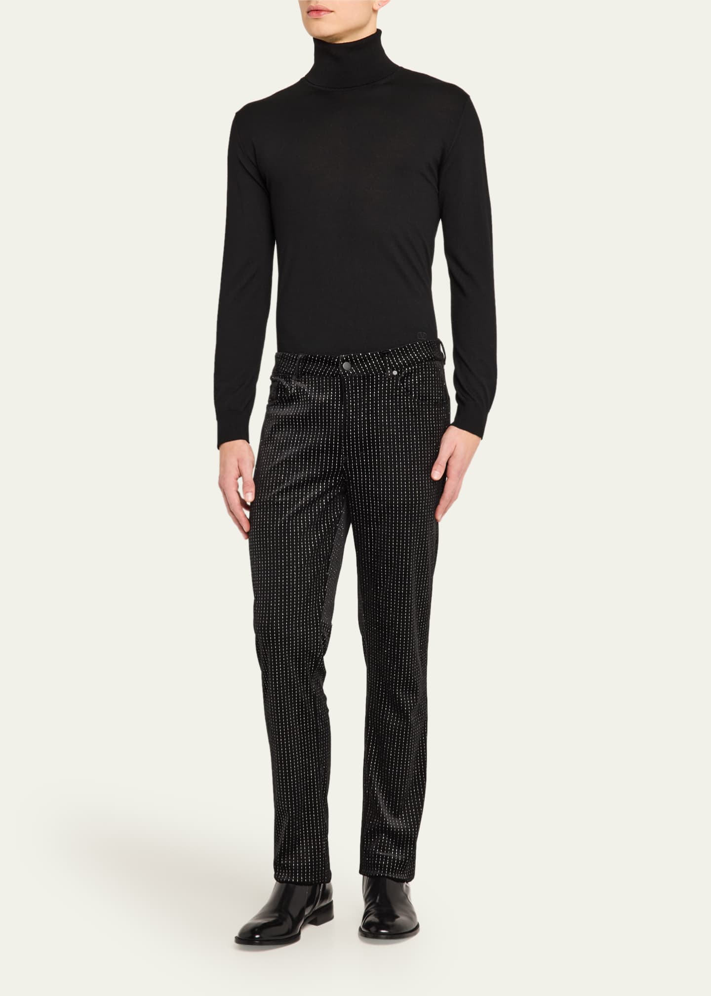 monfrere Men's Brando Black and Silver Denim Skinny Jeans Image 2 of 5