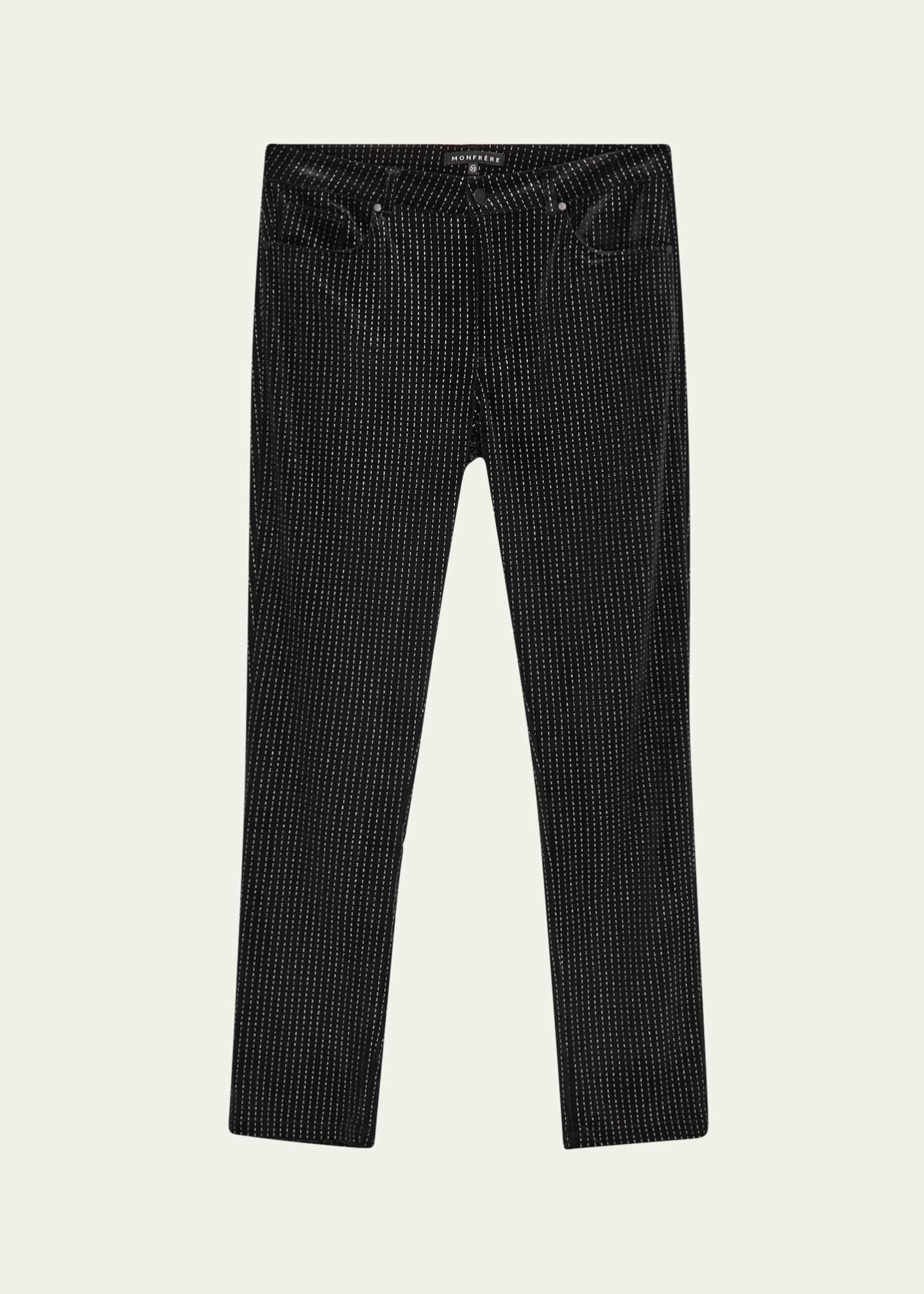 monfrere Men's Brando Black and Silver Denim Skinny Jeans Image 1 of 5