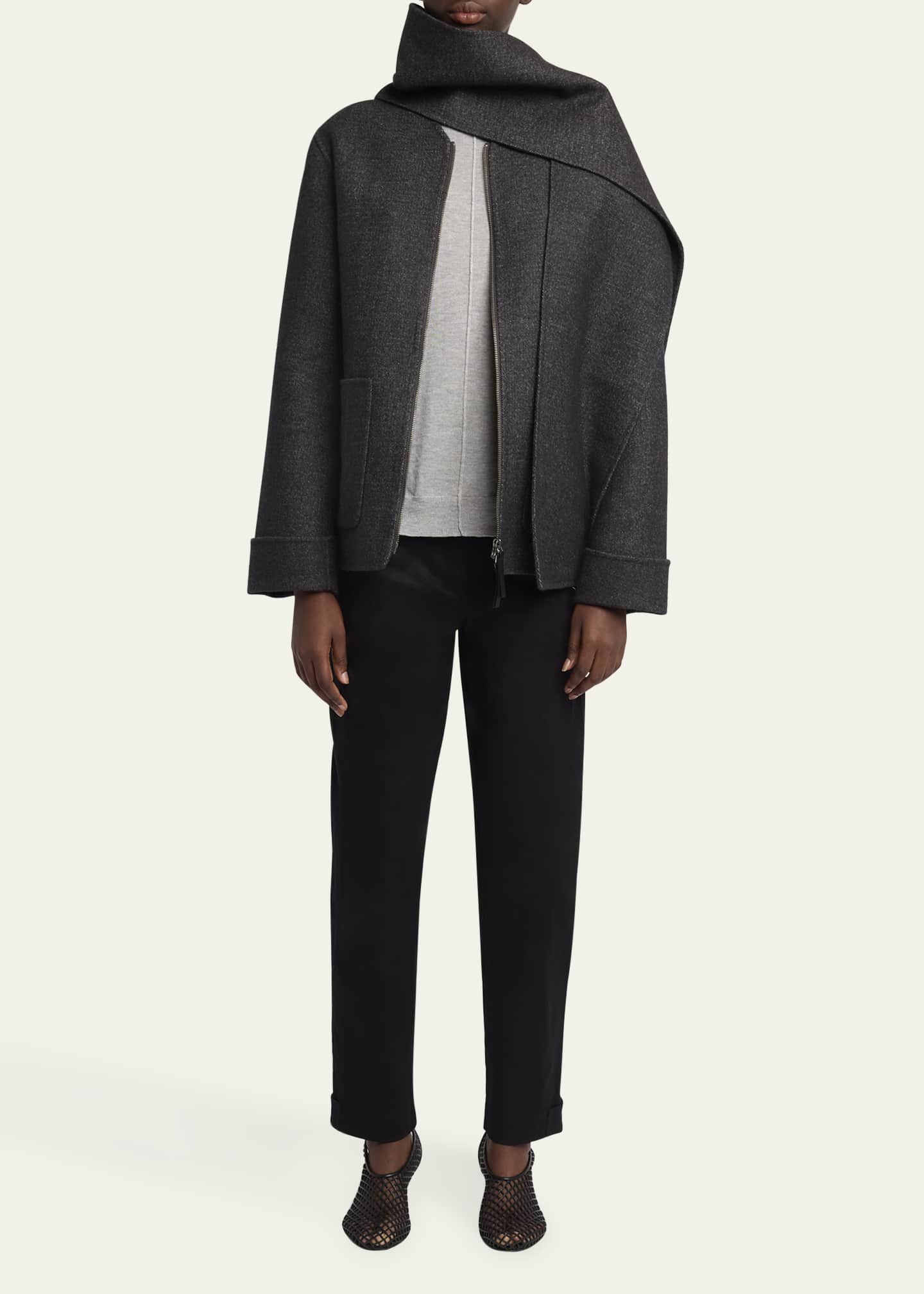 Proenza Schouler White Label Soraya Double-Face Wool Jacket with Detachable Scarf Image 2 of 5