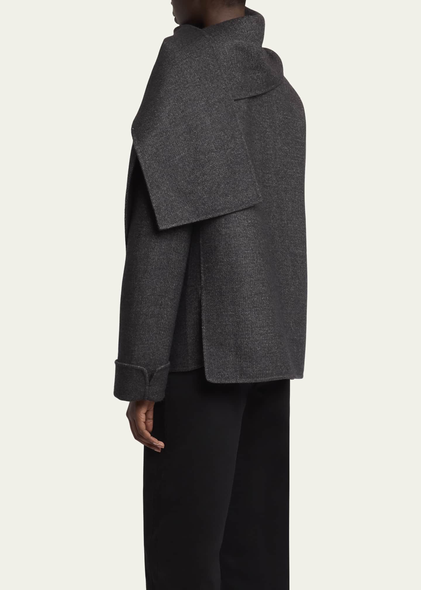 Proenza Schouler White Label Soraya Double-Face Wool Jacket with Detachable Scarf Image 3 of 5