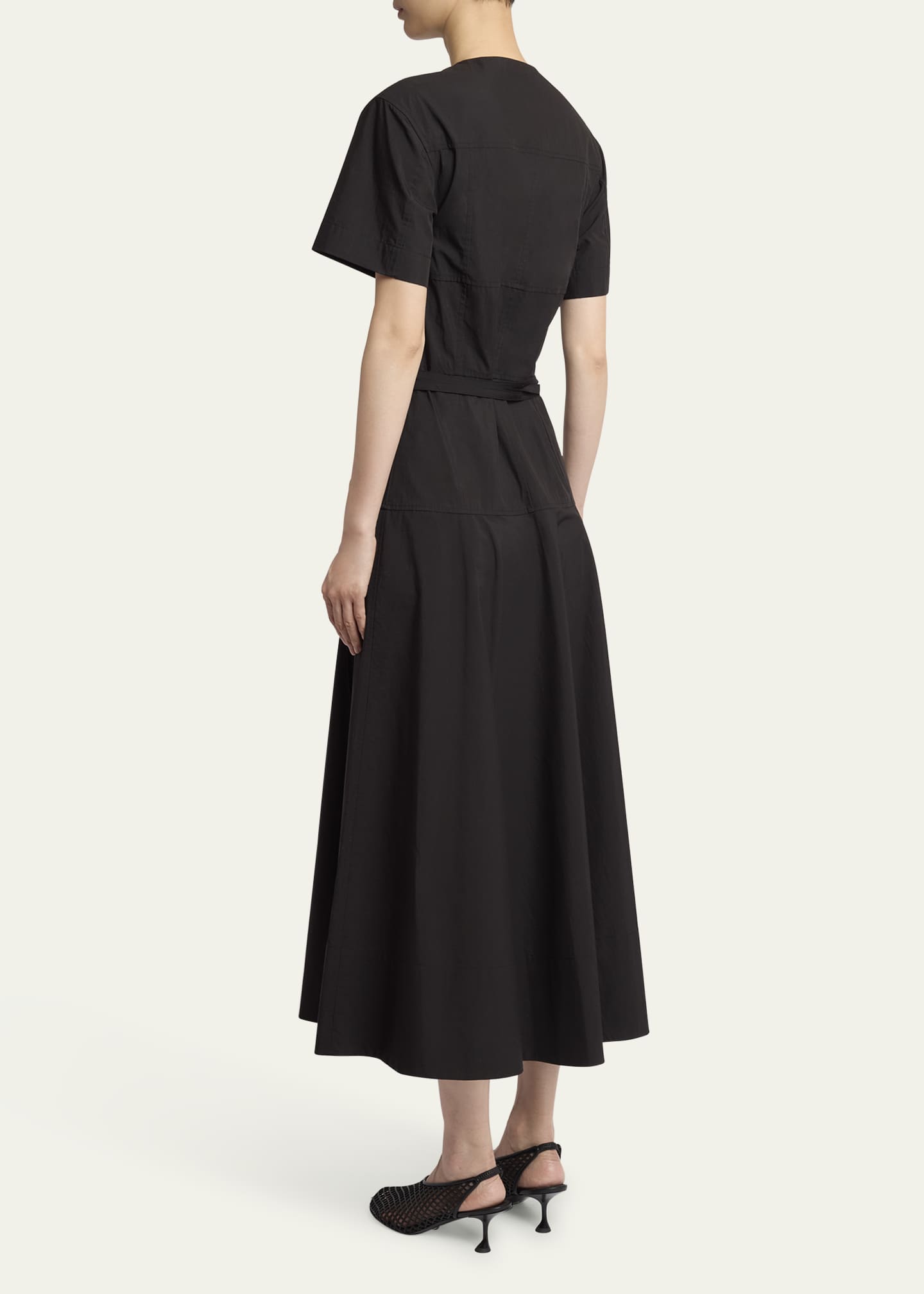 Proenza Schouler White Label Elizabeth Short-Sleeve Belted Parachute Dress Image 3 of 5