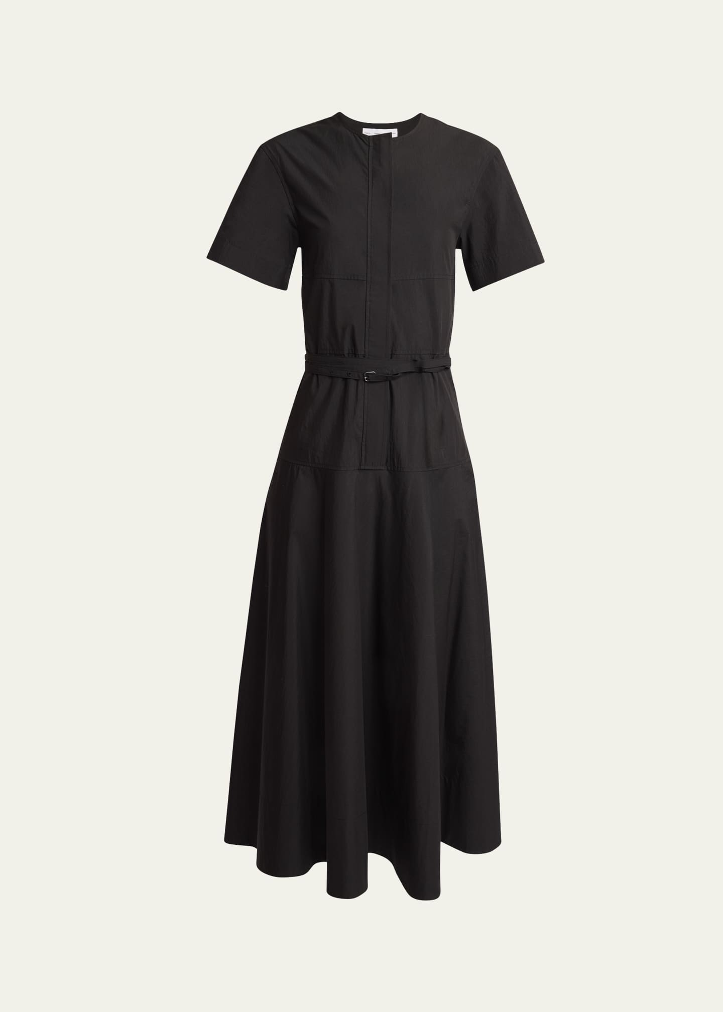 Proenza Schouler White Label Elizabeth Short-Sleeve Belted Parachute Dress Image 1 of 5