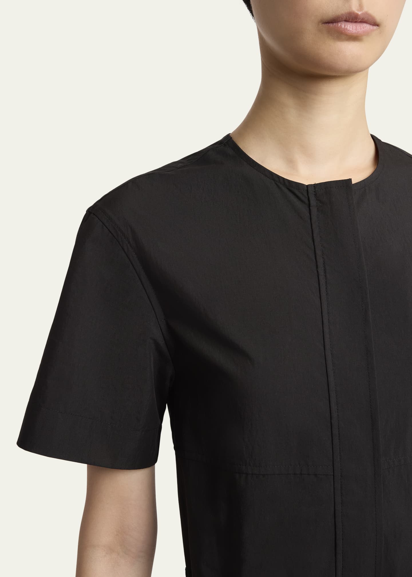 Proenza Schouler White Label Elizabeth Short-Sleeve Belted Parachute Dress Image 5 of 5