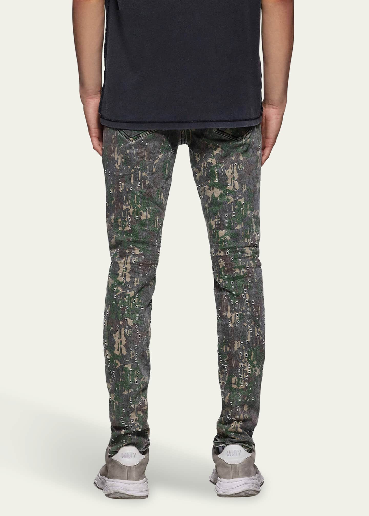 PURPLE Men's Camo Buckshot Skinny Jeans Image 3 of 3