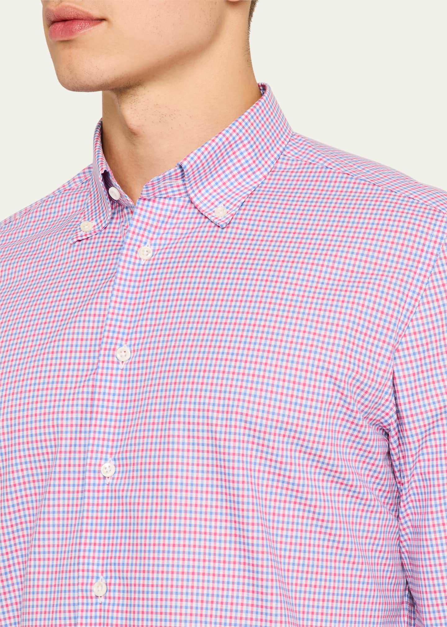 Bergdorf Goodman Men's Cotton Multi-Check Sport Shirt Image 5 of 5