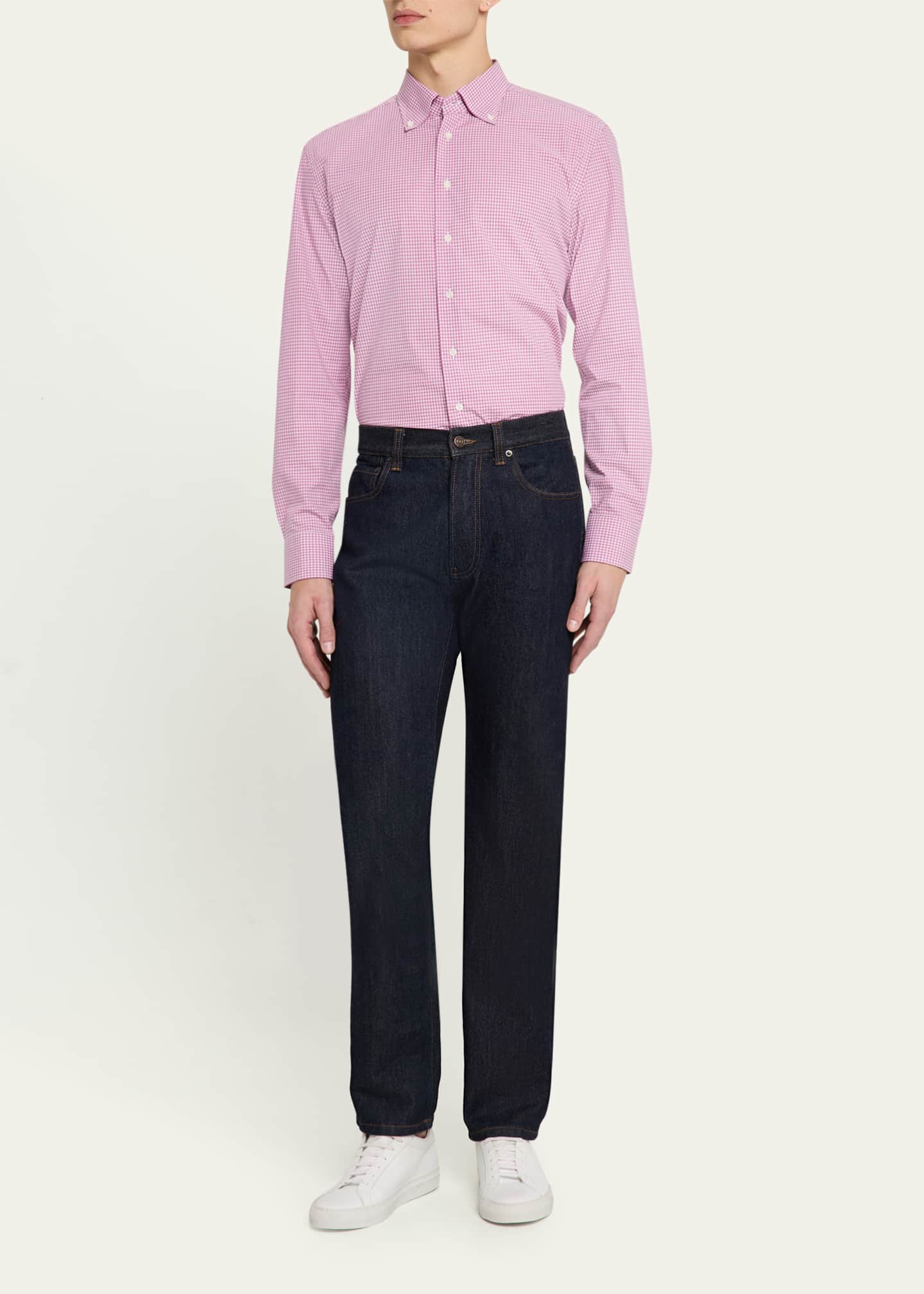 Bergdorf Goodman Men's Cotton Micro-Gingham Sport Shirt Image 2 of 5