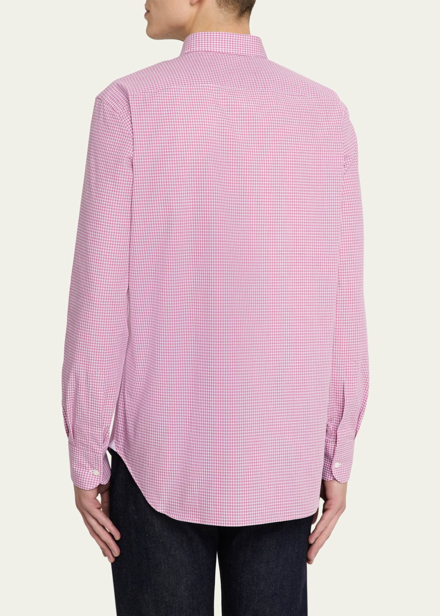 Bergdorf Goodman Men's Cotton Micro-Gingham Sport Shirt Image 3 of 5
