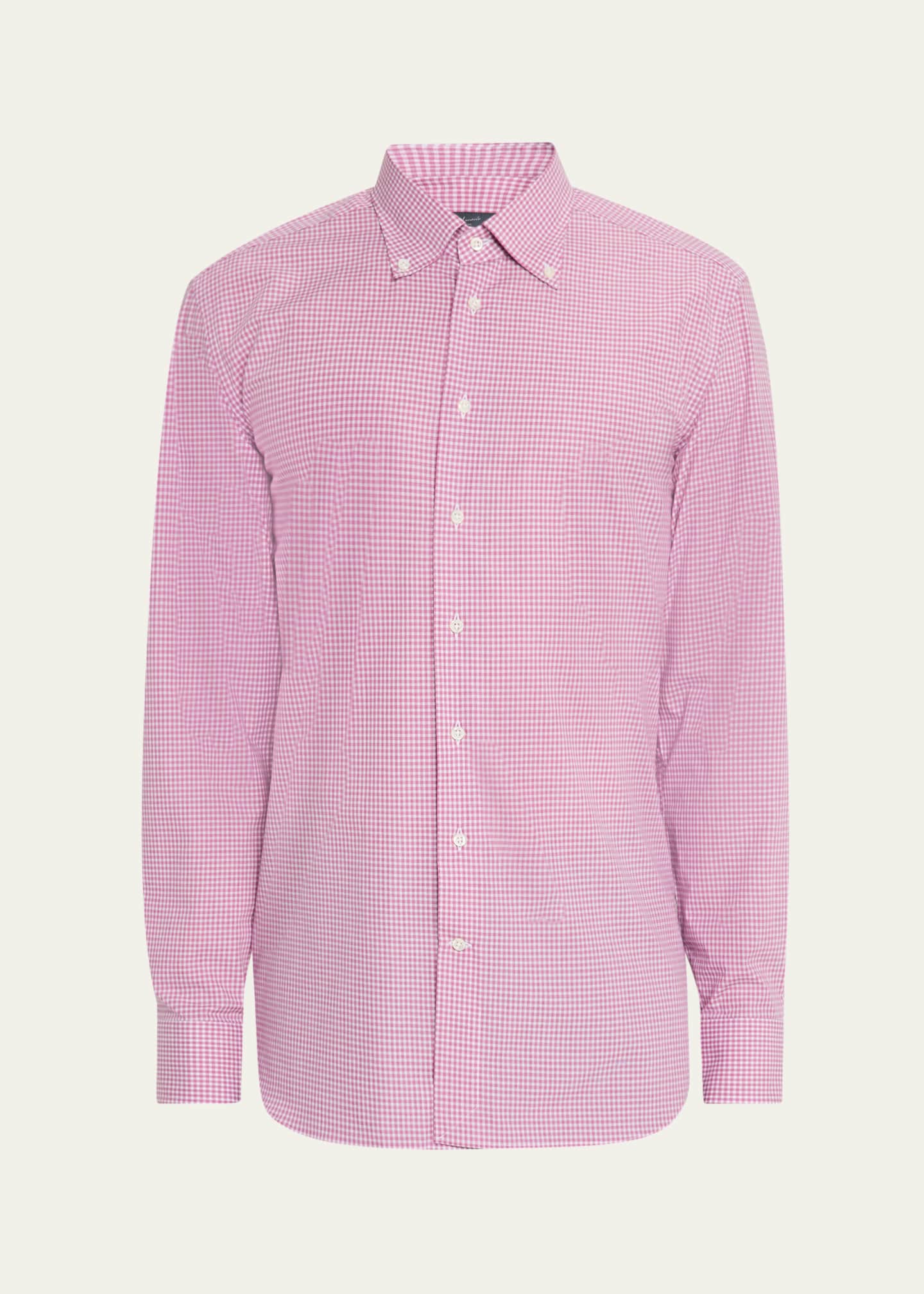 Bergdorf Goodman Men's Cotton Micro-Gingham Sport Shirt Image 1 of 5