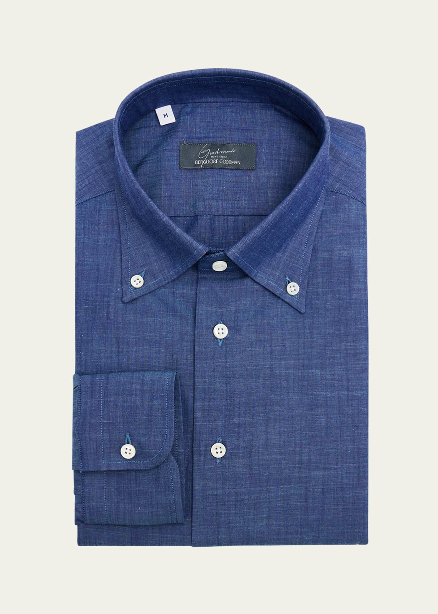 Bergdorf Goodman Men's Cotton Button-Collar Sport Shirt Image 1 of 2