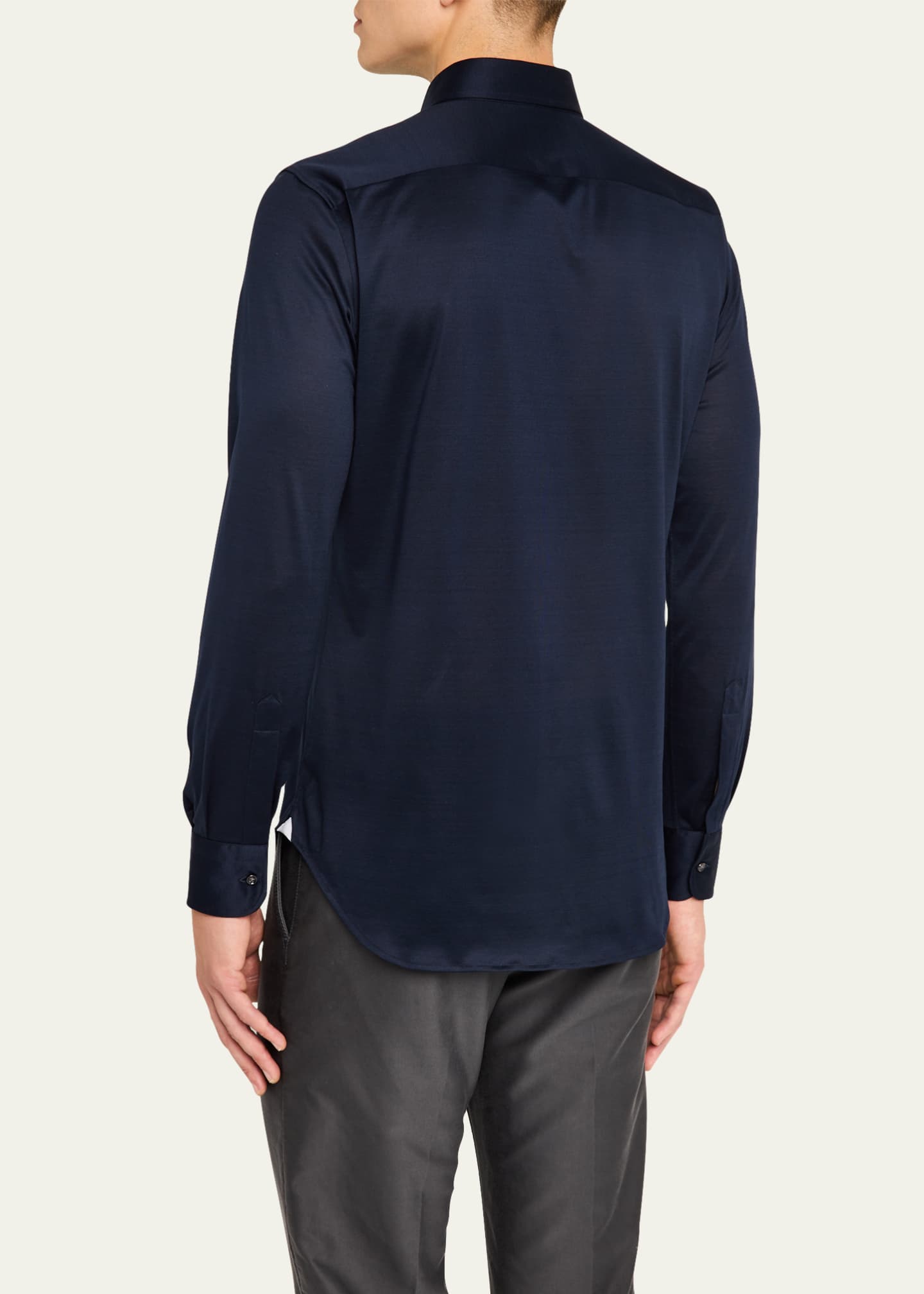 Bergdorf Goodman Men's Button-Collar Cotton Jersey Sport Shirt Image 3 of 5