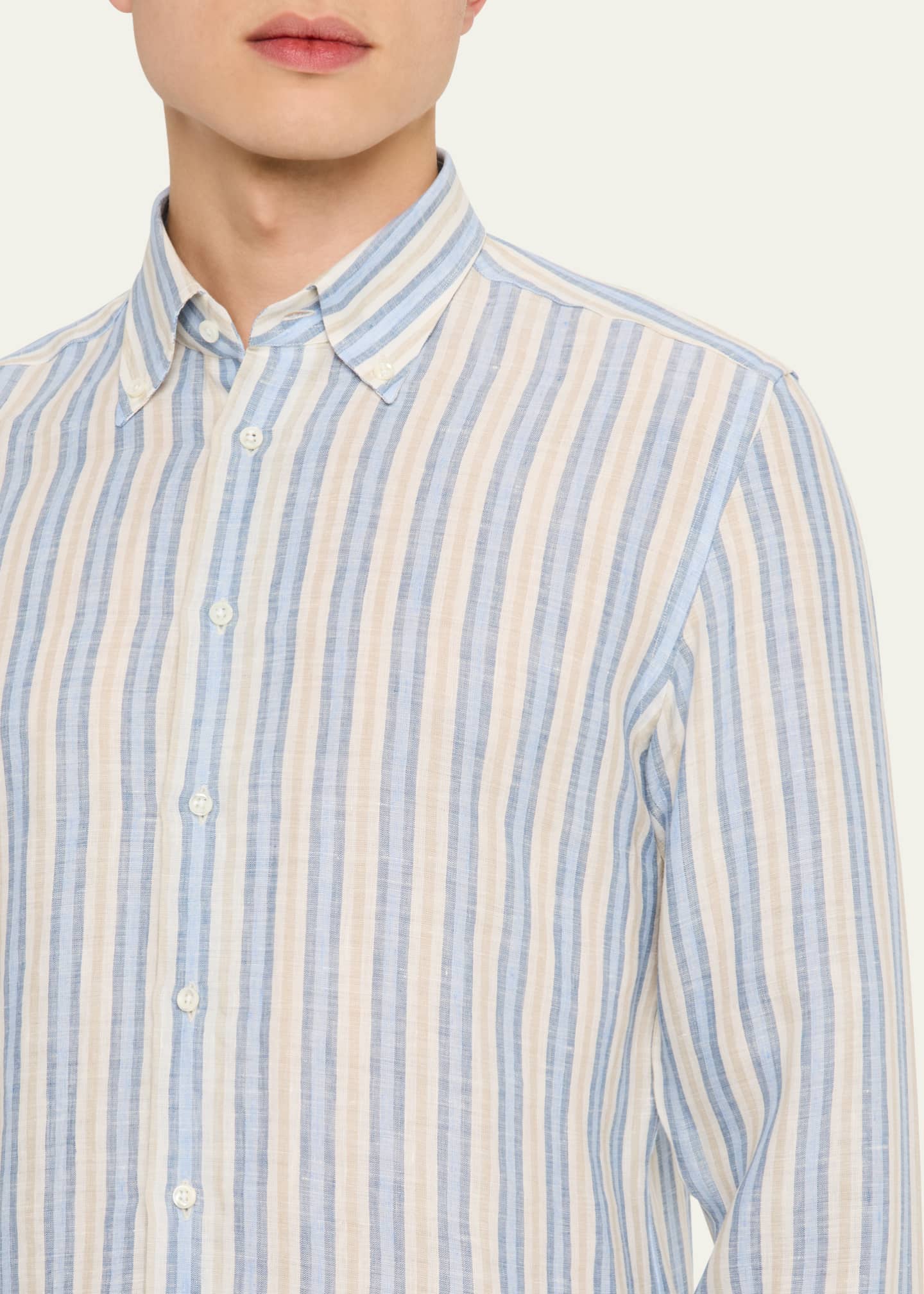 Bergdorf Goodman Men's Cotton Multi-Stripe Sport Shirt Image 5 of 5