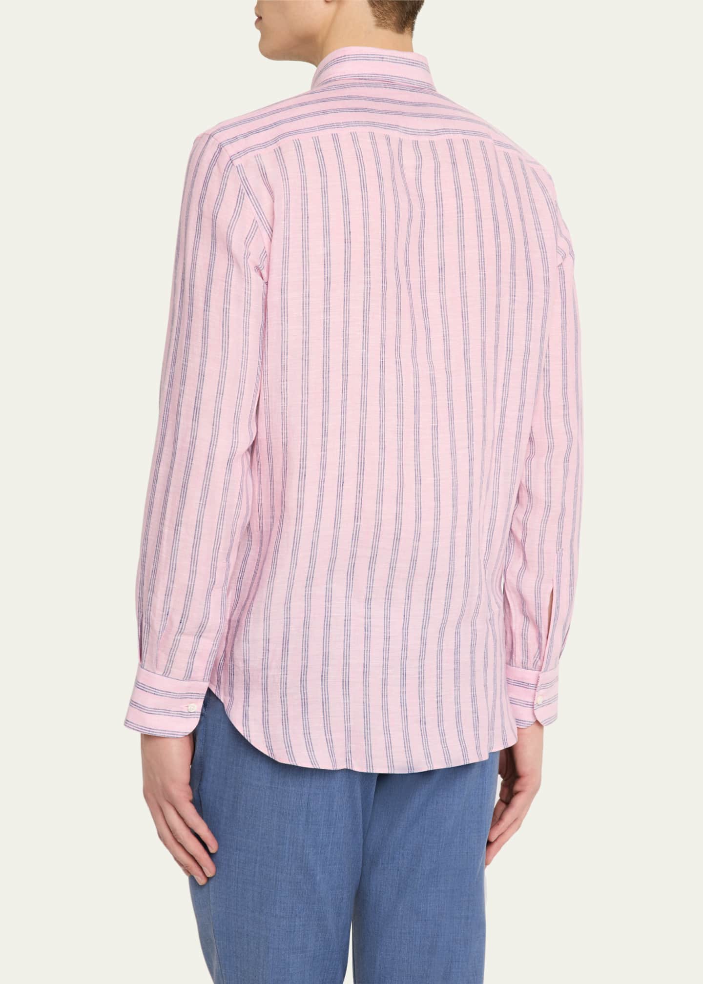 Bergdorf Goodman Men's Cotton Multi-Stripe Sport Shirt Image 3 of 5
