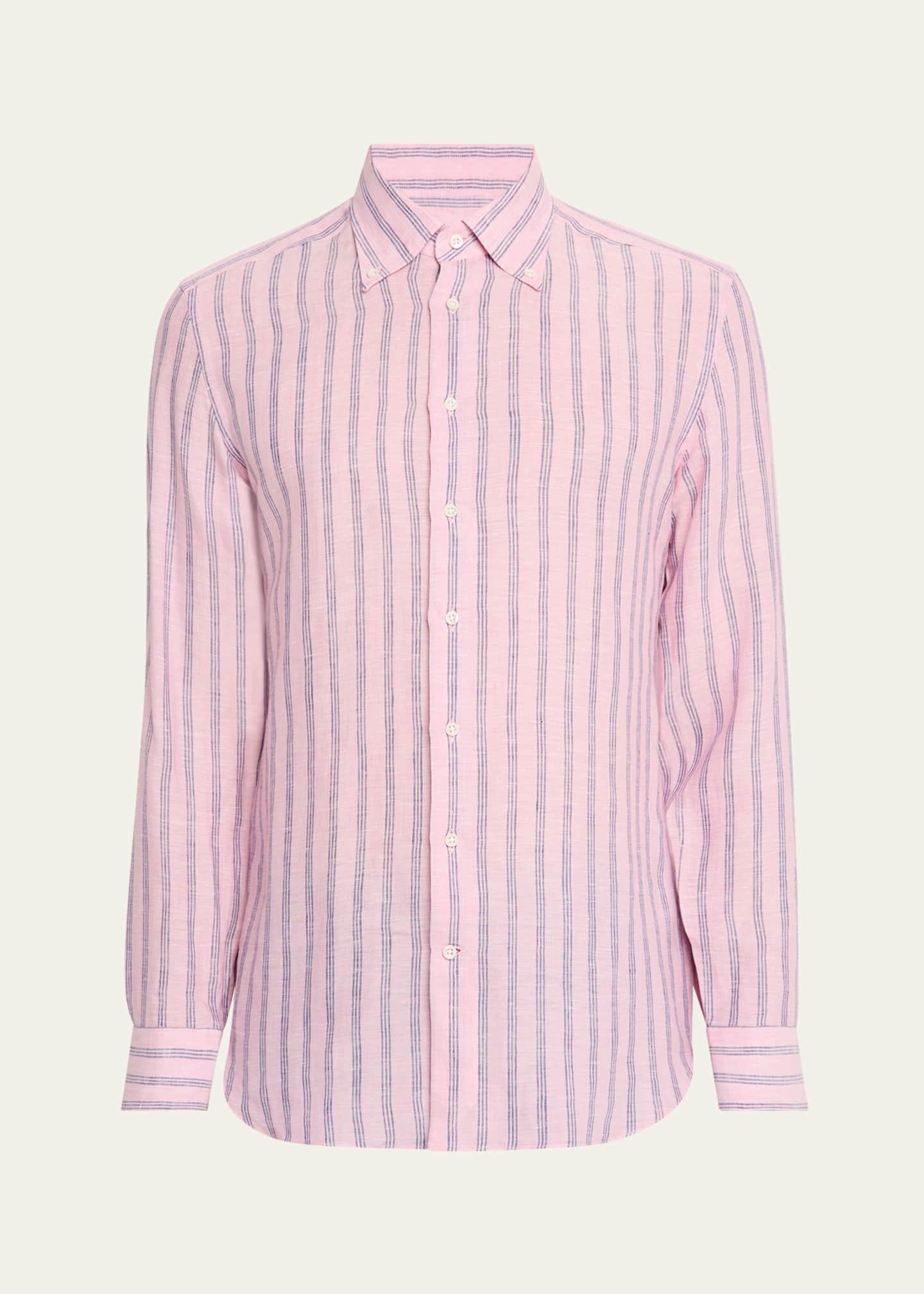 Bergdorf Goodman Men's Cotton Multi-Stripe Sport Shirt Image 1 of 5