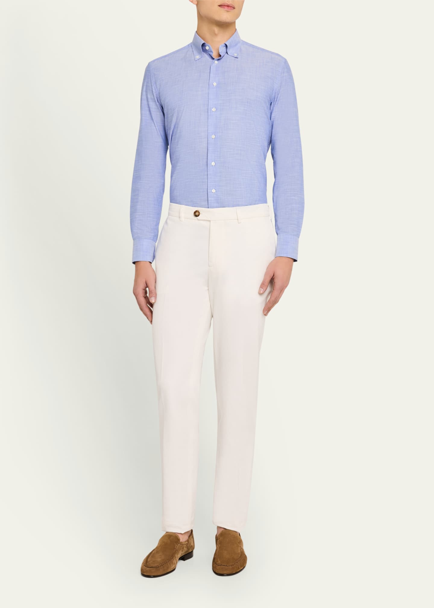 Bergdorf Goodman Men's Button-Collar Cotton Sport Shirt Image 2 of 5
