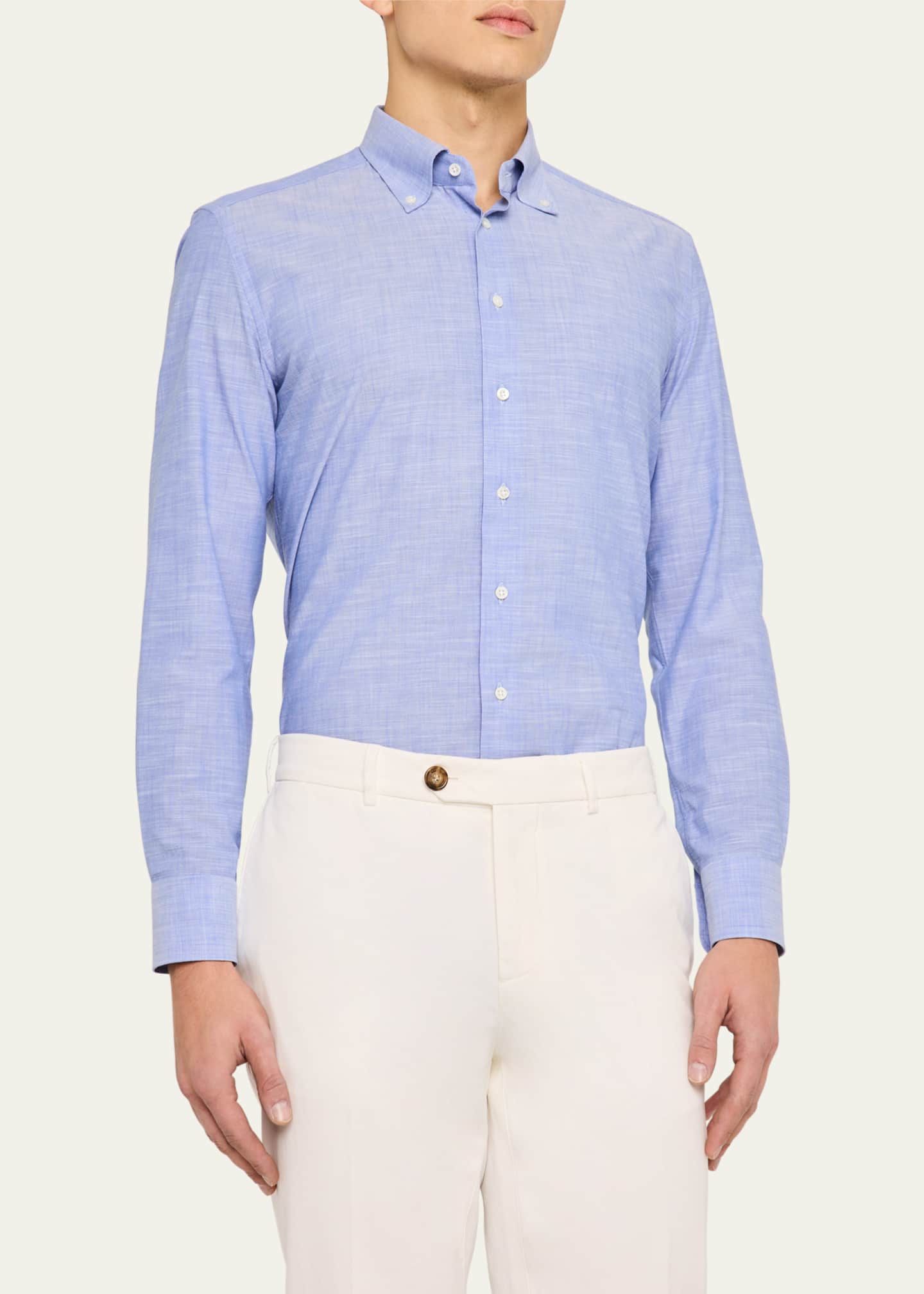 Bergdorf Goodman Men's Button-Collar Cotton Sport Shirt Image 4 of 5