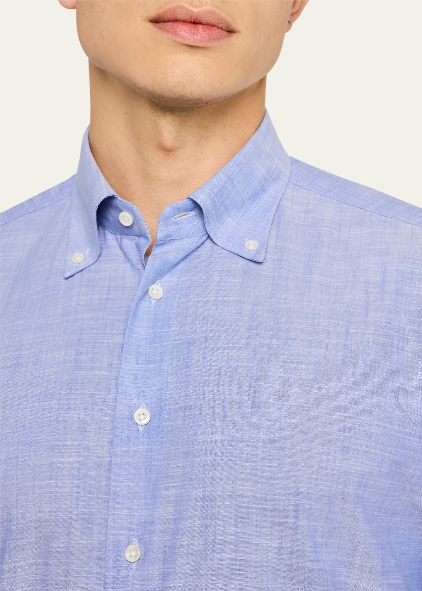 Bergdorf Goodman Men's Button-Collar Cotton Sport Shirt Image 5 of 5