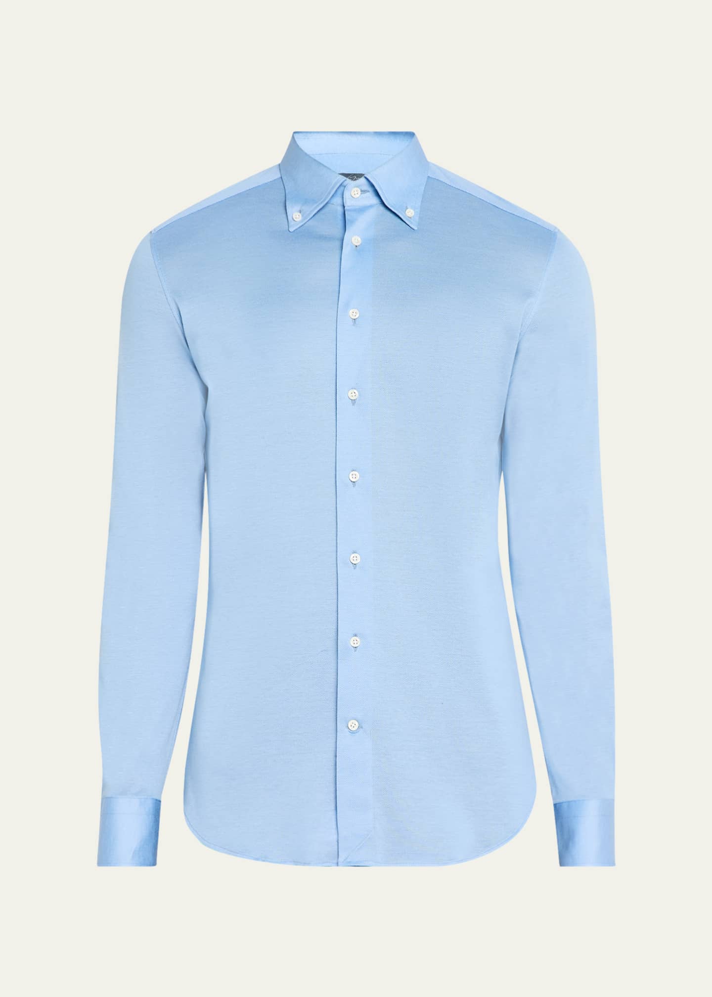 Bergdorf Goodman Men's Button-Collar Pique Jersey Sport Shirt Image 1 of 5