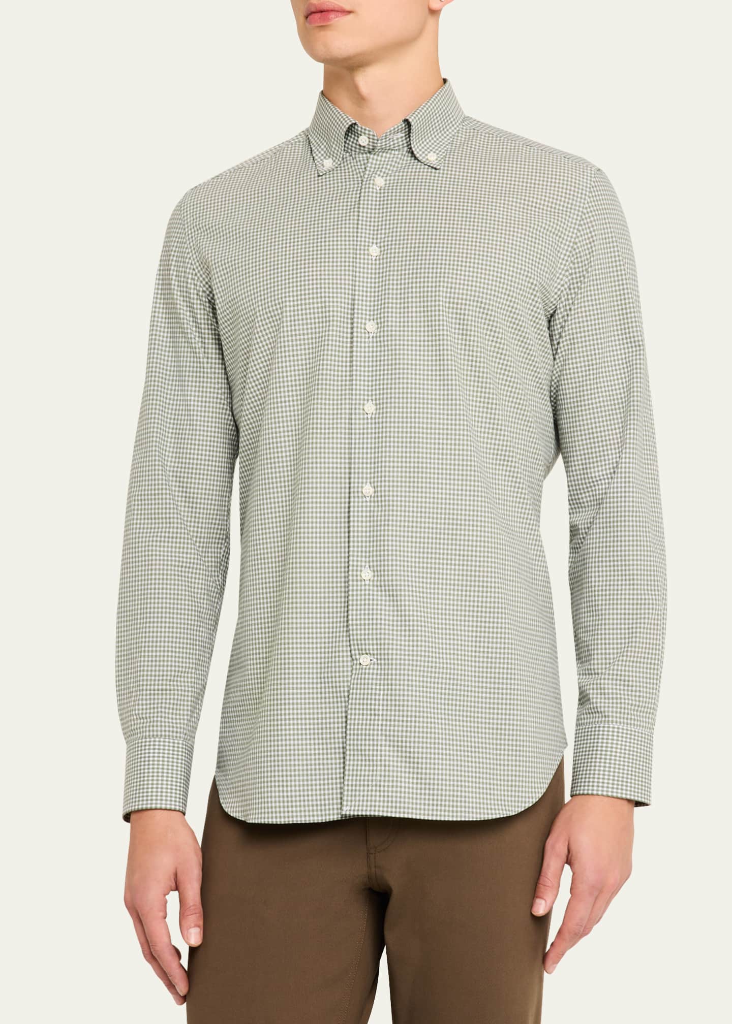 Bergdorf Goodman Men's Micro-Gingham Sport Shirt Image 4 of 5