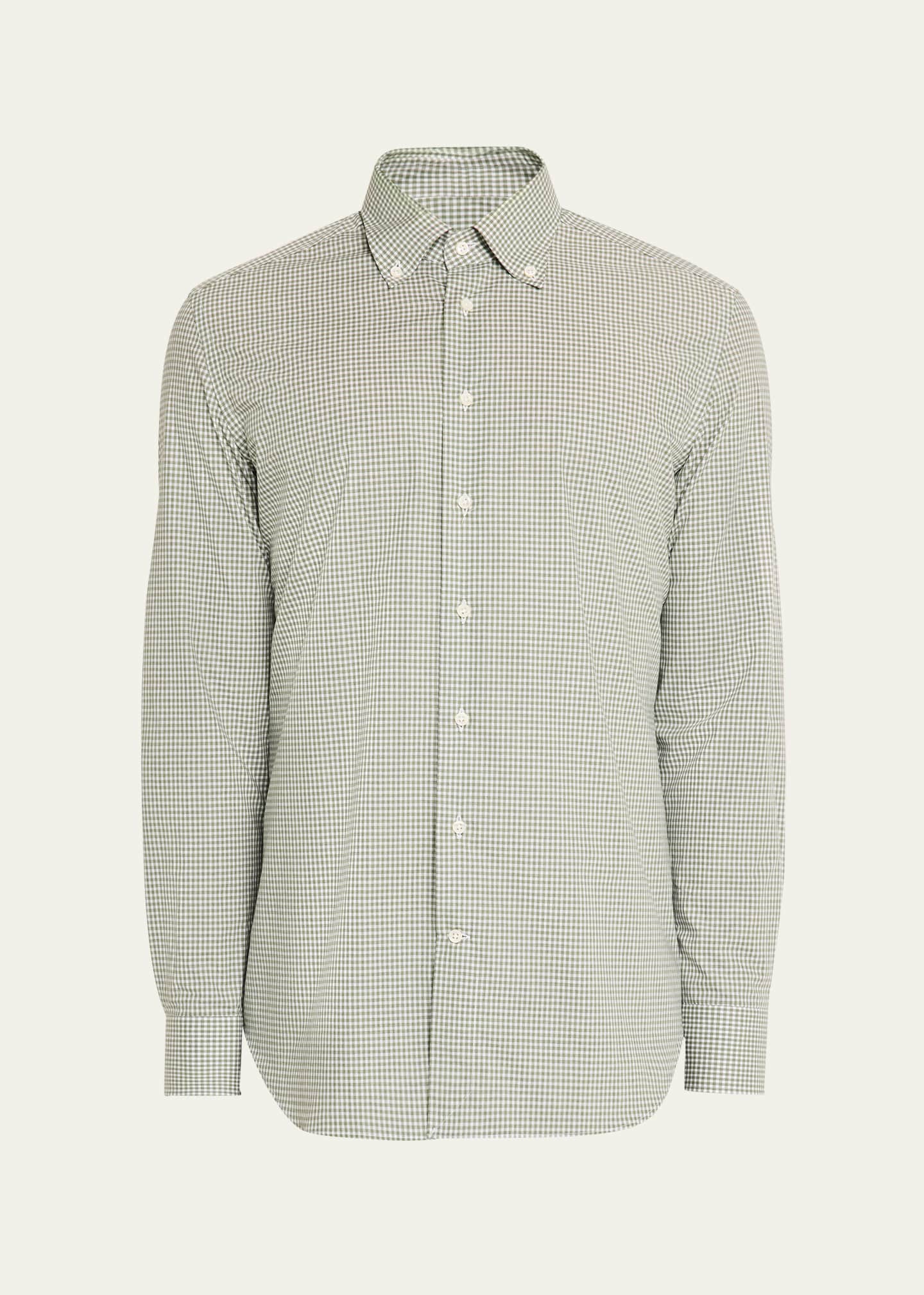 Bergdorf Goodman Men's Micro-Gingham Sport Shirt Image 1 of 5