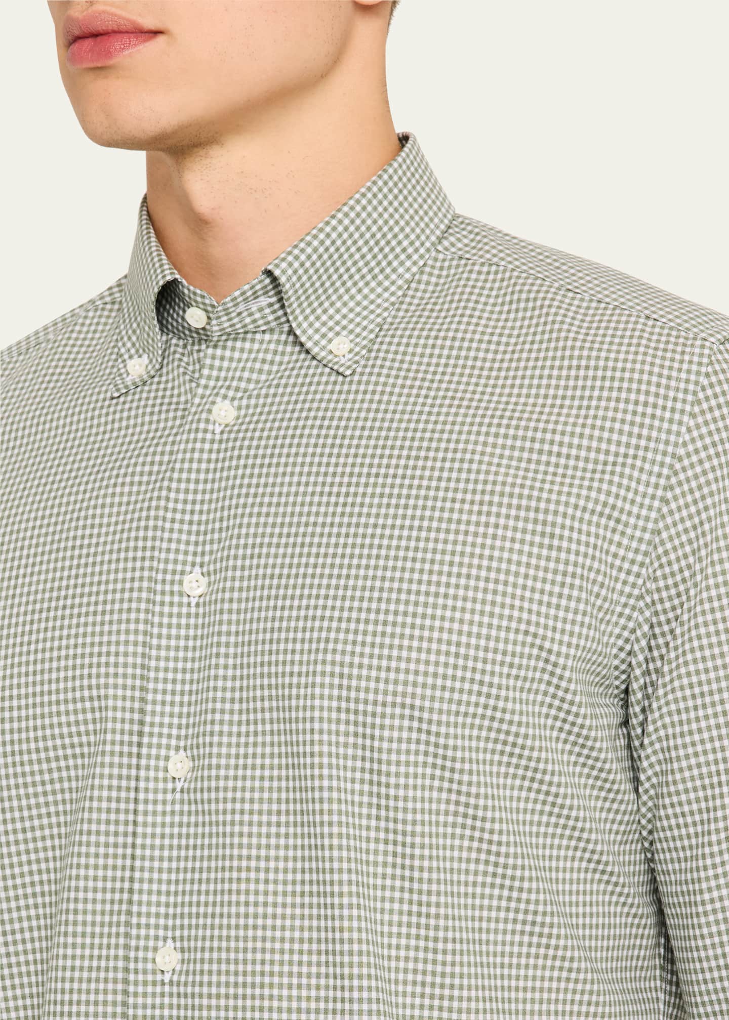 Bergdorf Goodman Men's Micro-Gingham Sport Shirt Image 5 of 5