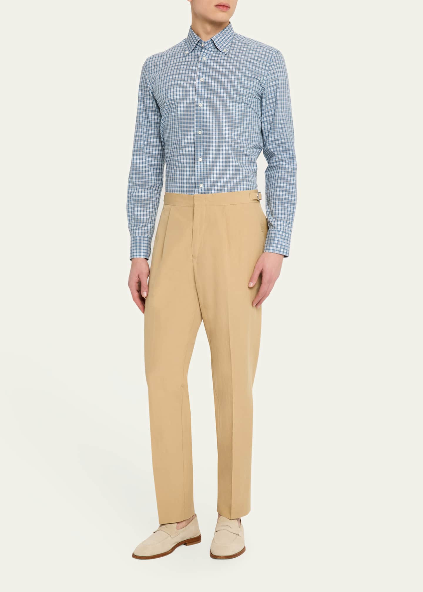 Bergdorf Goodman Men's Button-Collar Check Sport Shirt Image 2 of 5