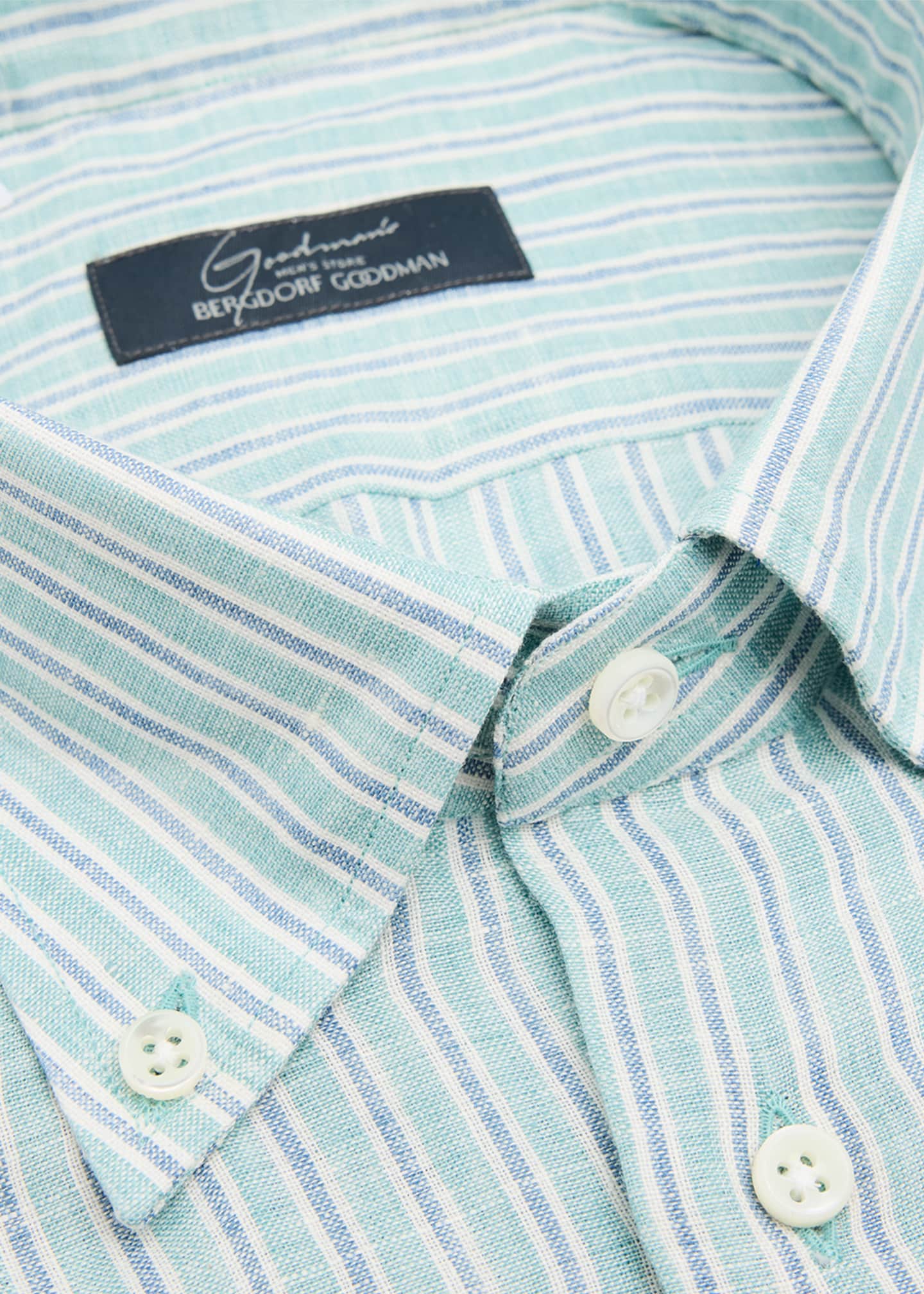 Bergdorf Goodman Men's Cotton Multi-Stripe Sport Shirt Image 2 of 2