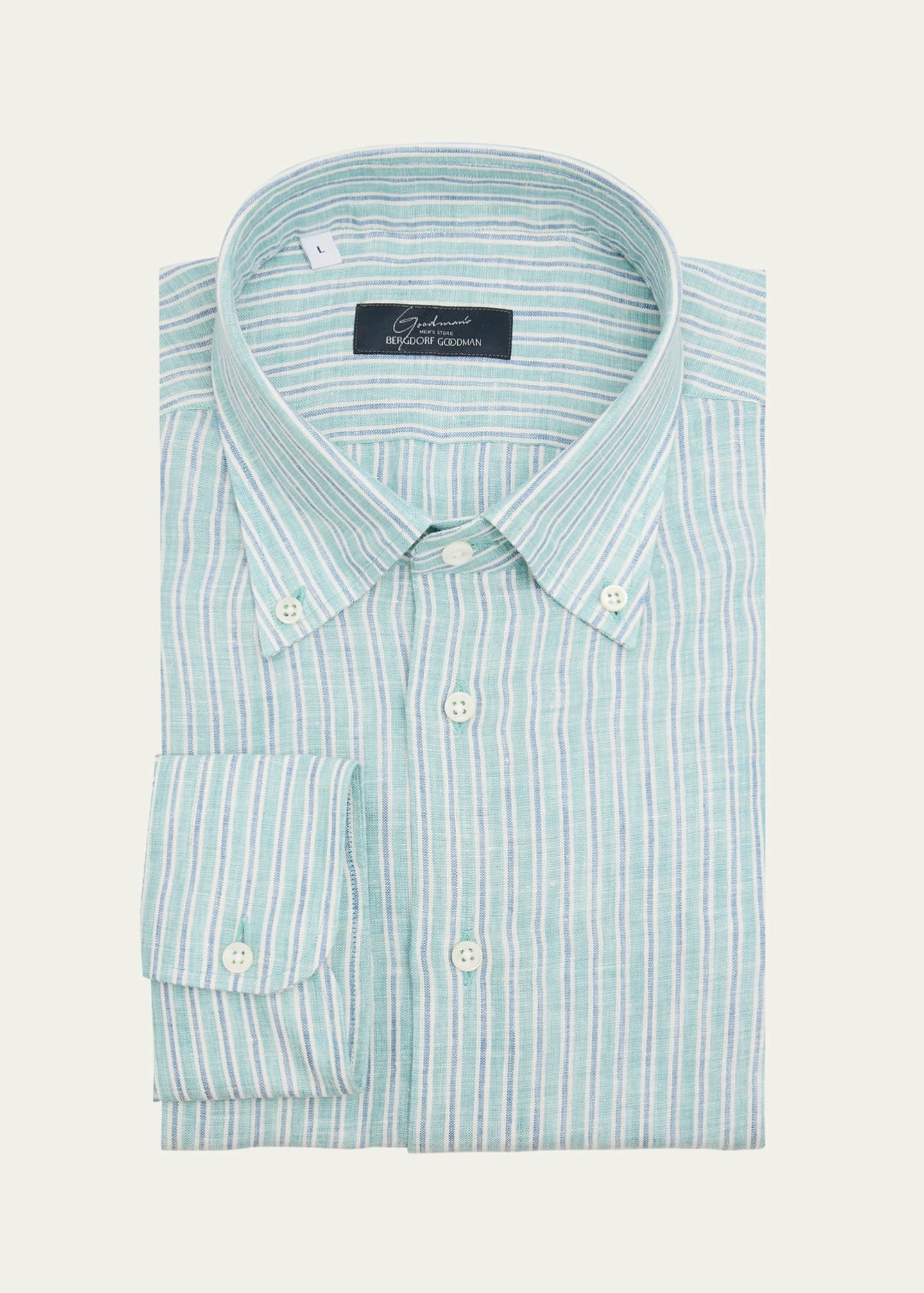 Bergdorf Goodman Men's Cotton Multi-Stripe Sport Shirt Image 1 of 2