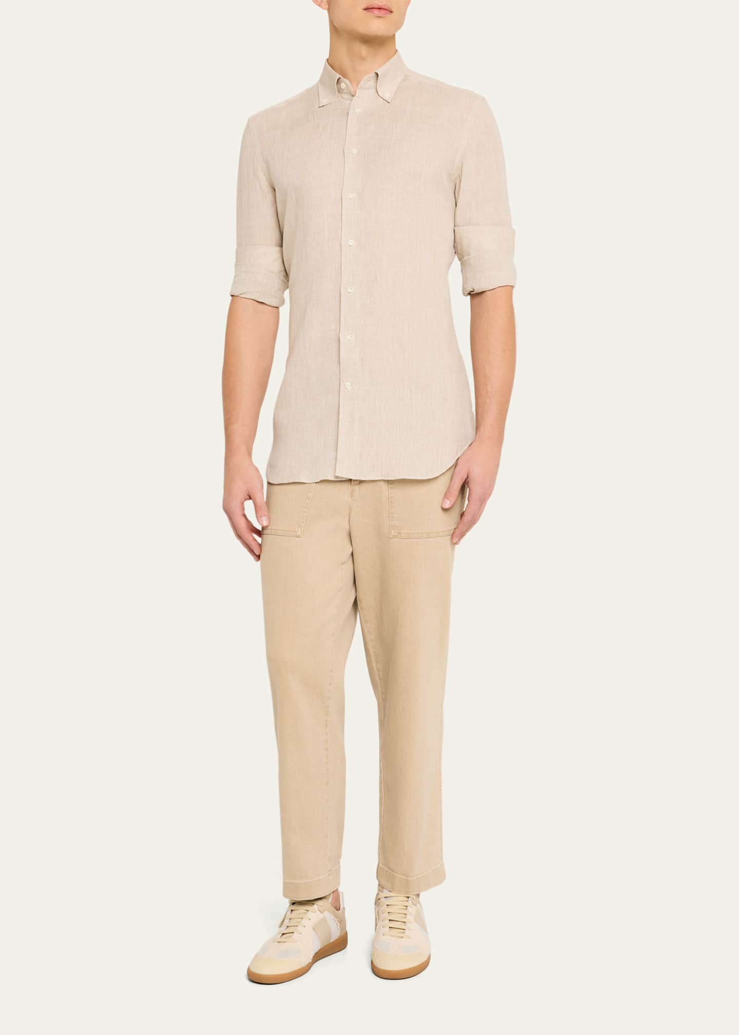 Bergdorf Goodman Men's Cotton Button-Collar Sport Shirt Image 2 of 5