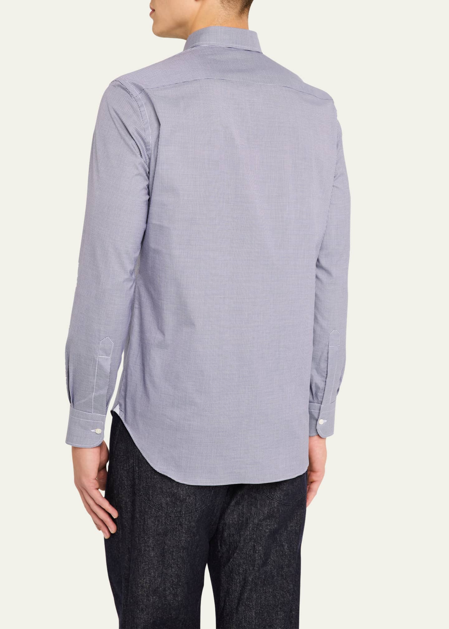 Emanuele Maffeis Men's Cotton Micro-Check Sport Shirt Image 3 of 5