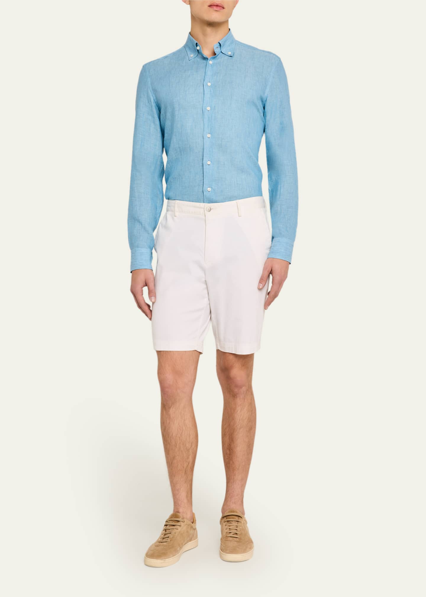 Bergdorf Goodman Men's Cotton Button-Collar Sport Shirt Image 2 of 5