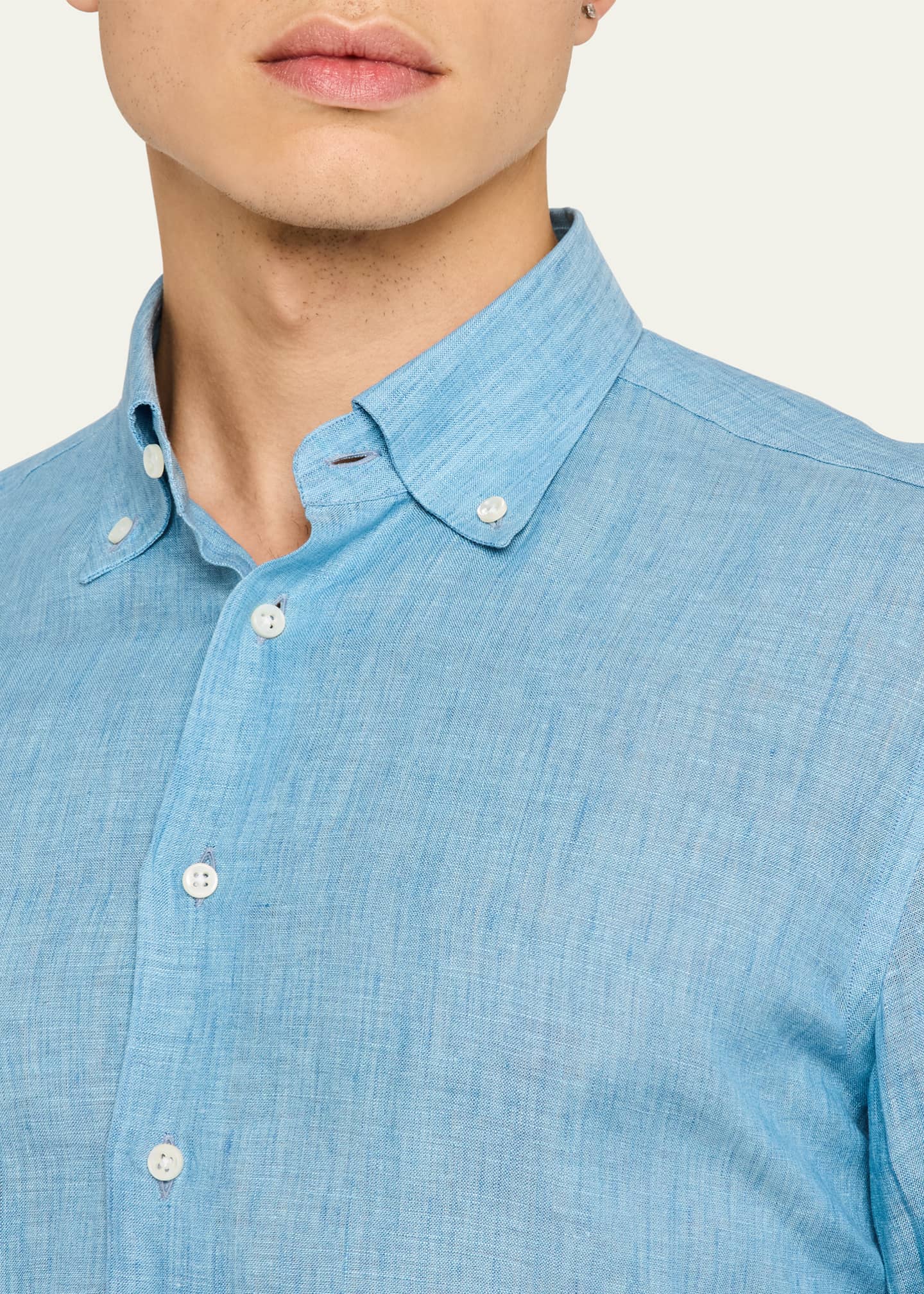 Bergdorf Goodman Men's Cotton Button-Collar Sport Shirt Image 5 of 5