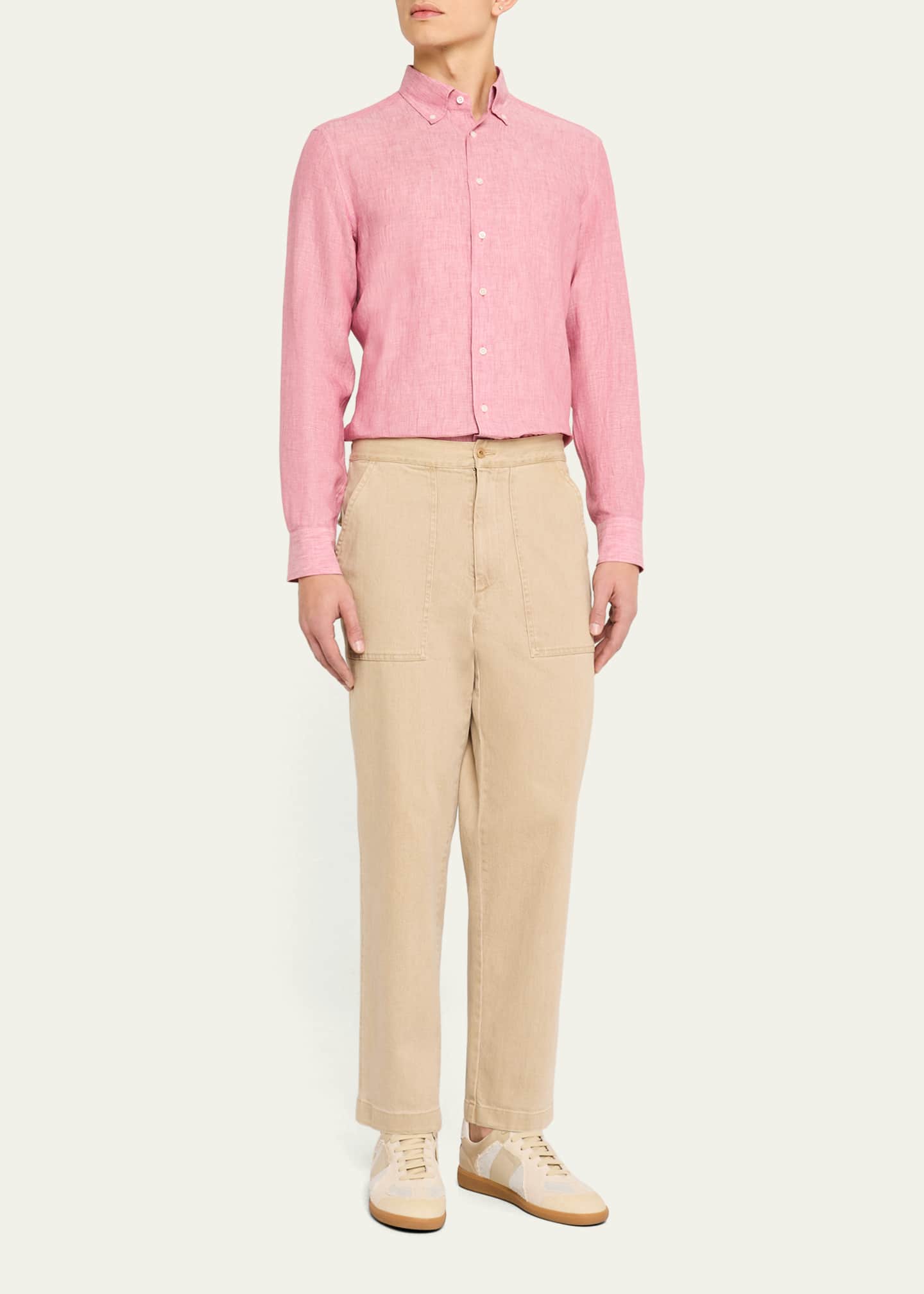 Bergdorf Goodman Men's Cotton Button-Collar Sport Shirt Image 2 of 5