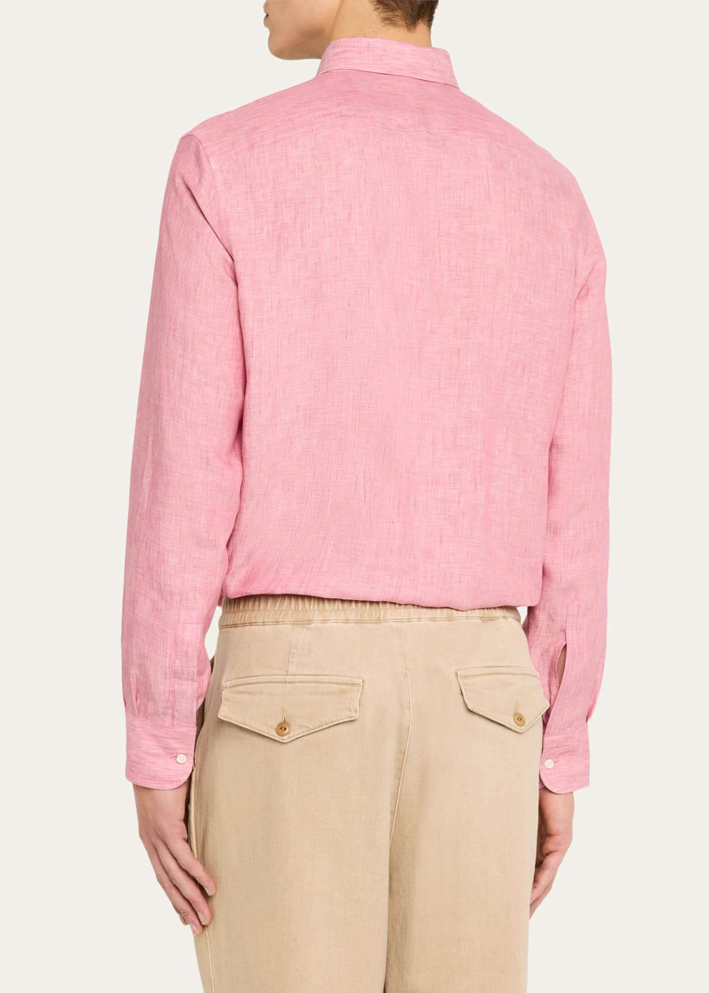 Bergdorf Goodman Men's Cotton Button-Collar Sport Shirt Image 3 of 5
