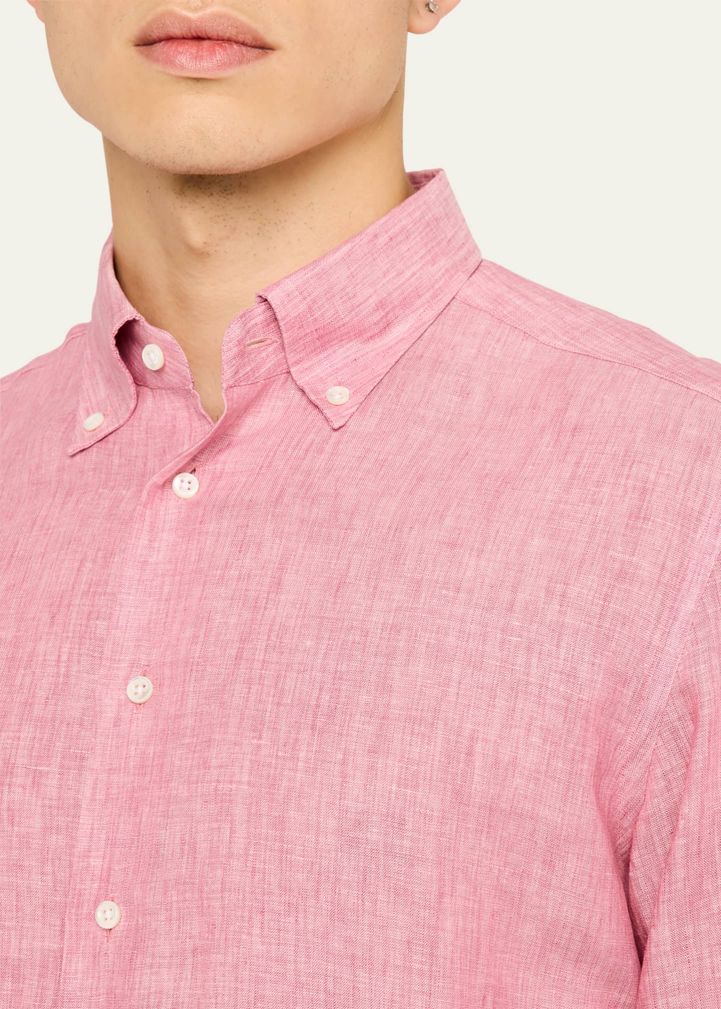 Bergdorf Goodman Men's Cotton Button-Collar Sport Shirt Image 5 of 5