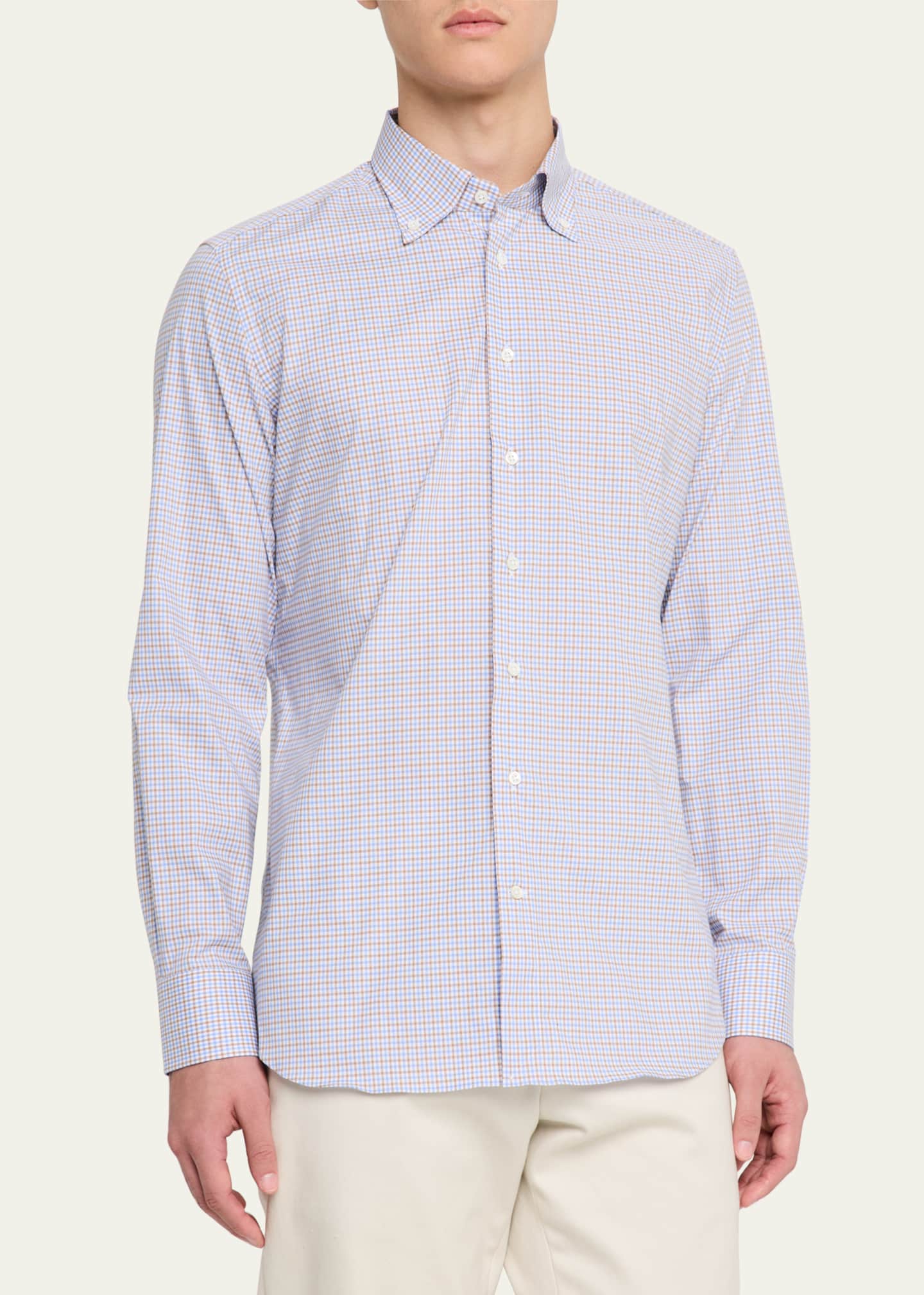 Bergdorf Goodman Men's Cotton Graph Check Sport Shirt Image 4 of 5