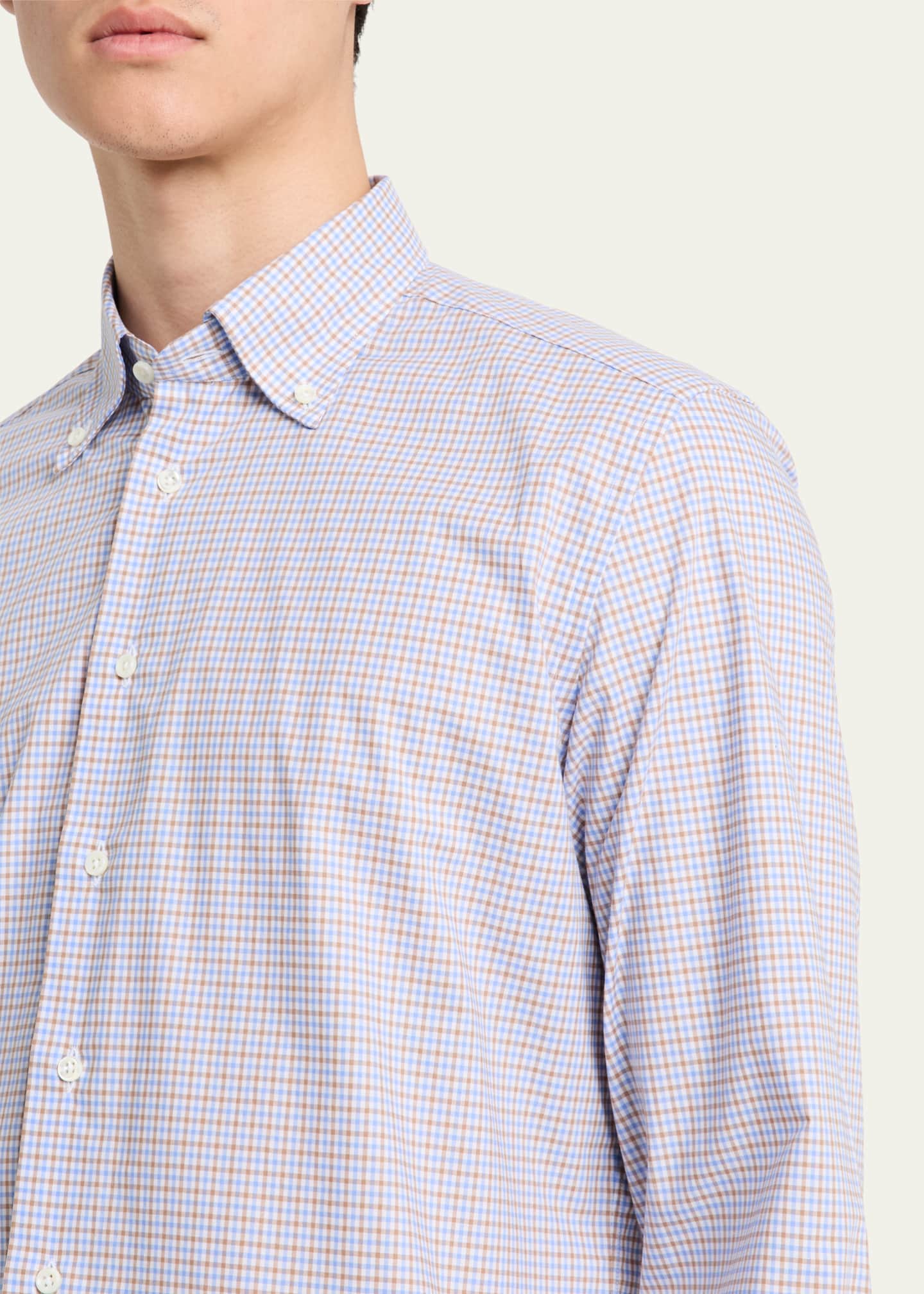 Bergdorf Goodman Men's Cotton Graph Check Sport Shirt Image 5 of 5