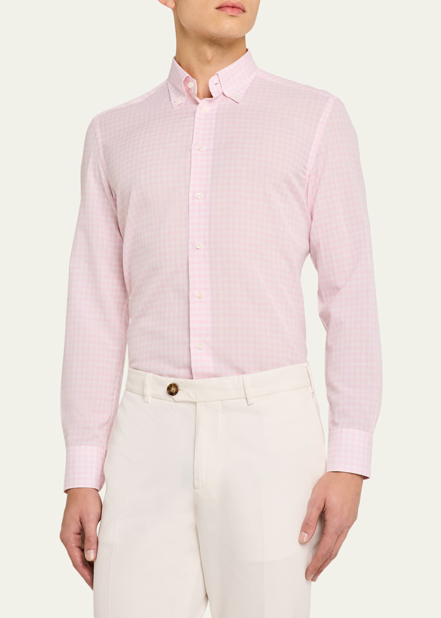 Bergdorf Goodman Men's Cotton Gingham Sport Shirt Image 4 of 5