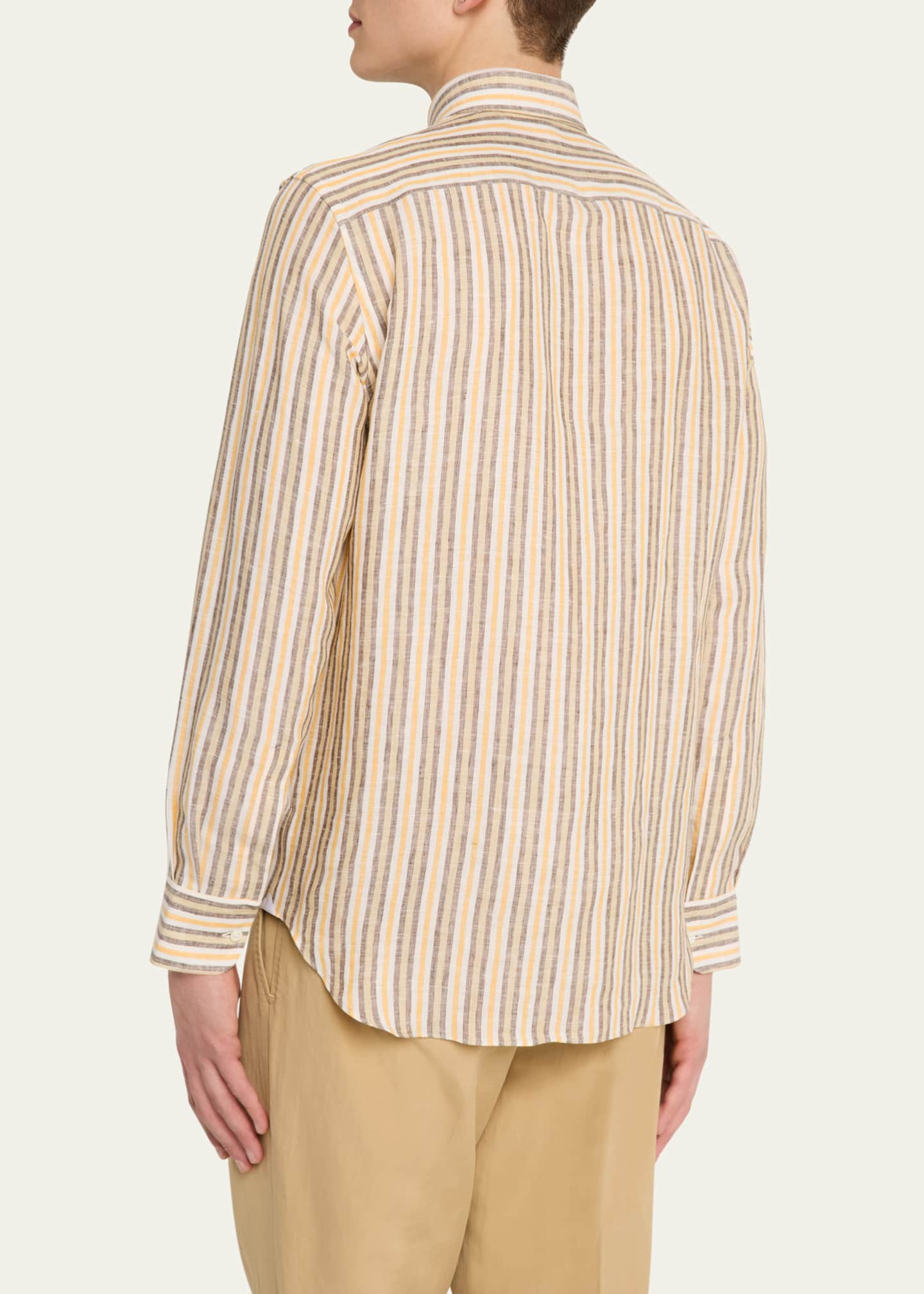 Bergdorf Goodman Men's Cotton Multi-Stripe Sport Shirt Image 3 of 5