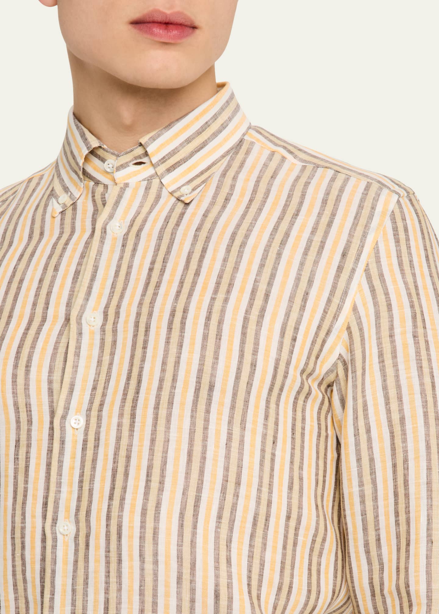Bergdorf Goodman Men's Cotton Multi-Stripe Sport Shirt Image 5 of 5