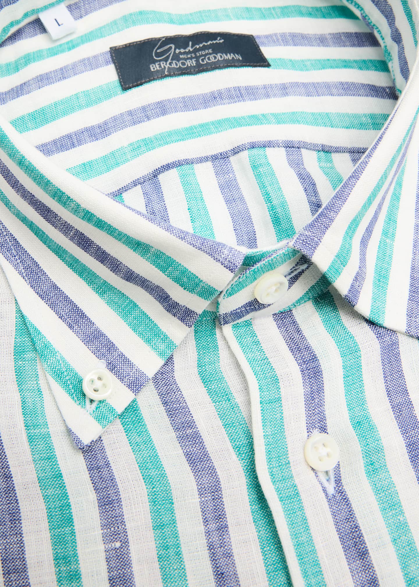 Bergdorf Goodman Men's Cotton Multi-Stripe Sport Shirt Image 2 of 2