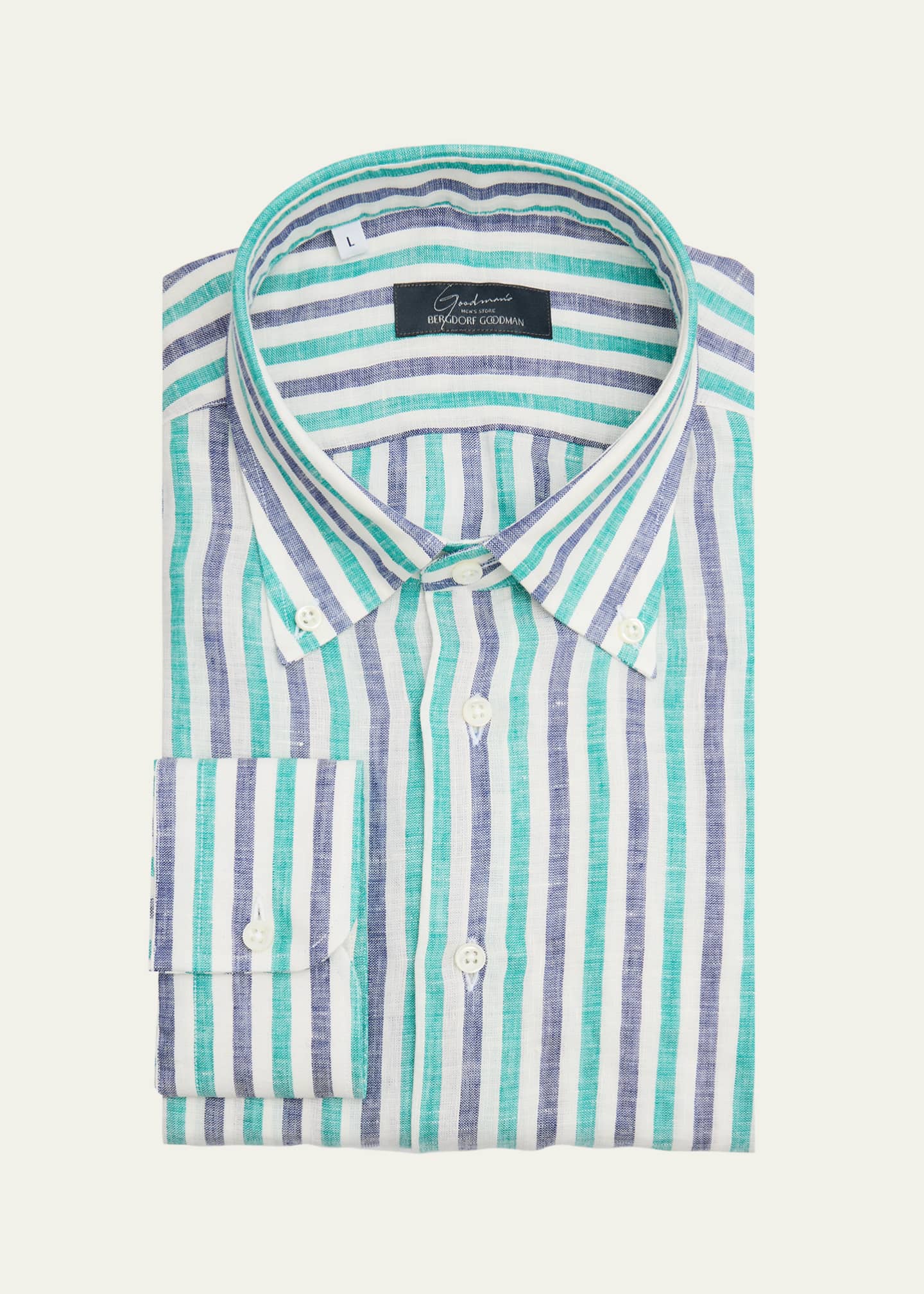Bergdorf Goodman Men's Cotton Multi-Stripe Sport Shirt Image 1 of 2