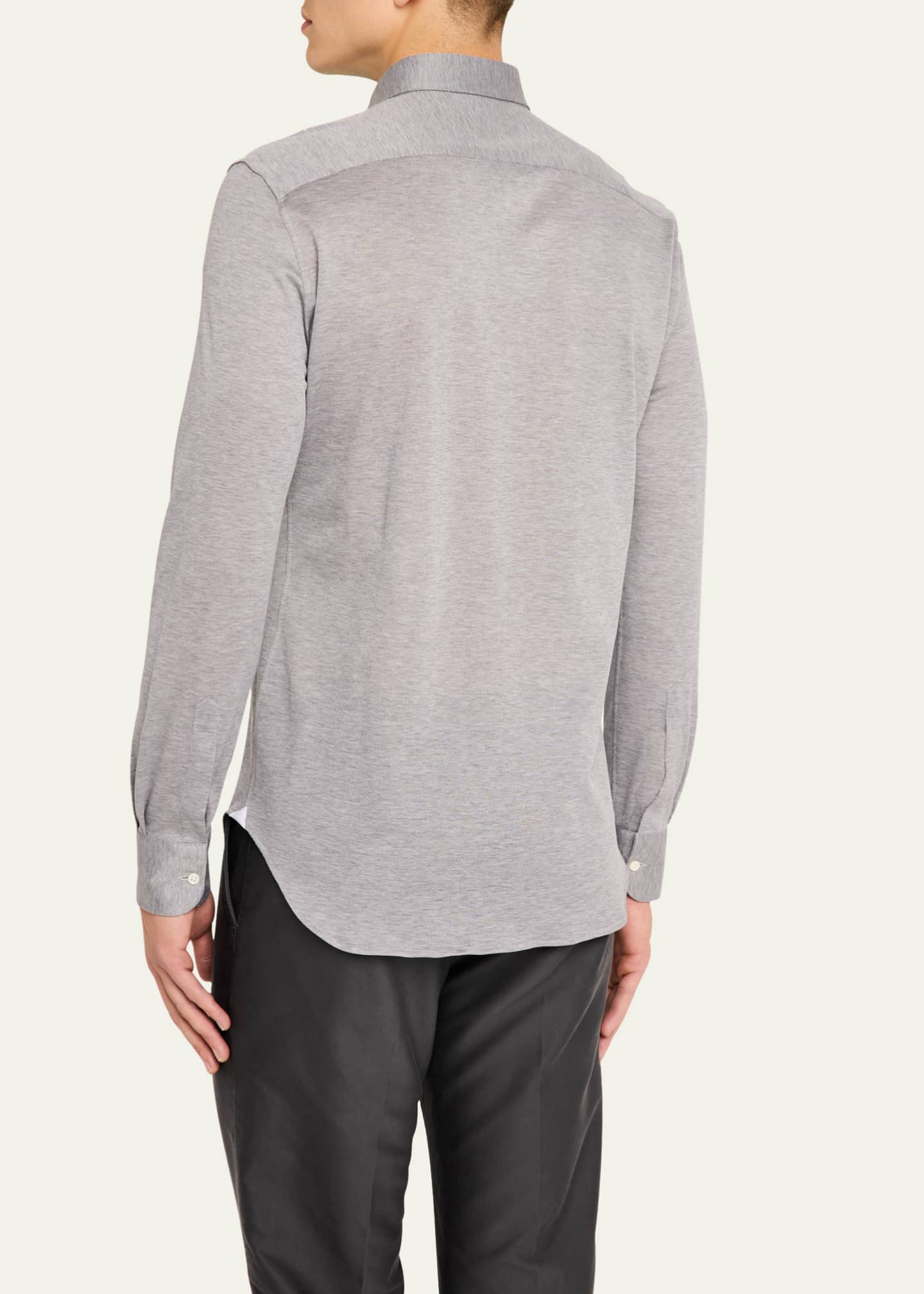 Bergdorf Goodman Men's Button-Collar Pique Jersey Sport Shirt Image 3 of 5