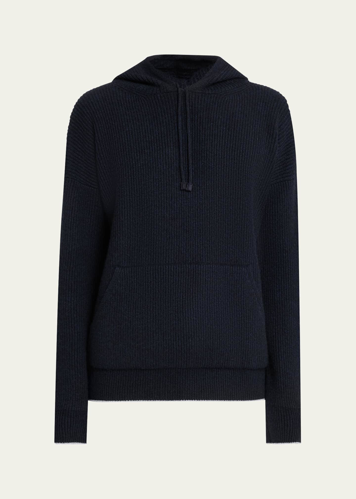 Bergdorf Goodman Men's Ribbed Silk-Cotton Hoodie Image 1 of 5