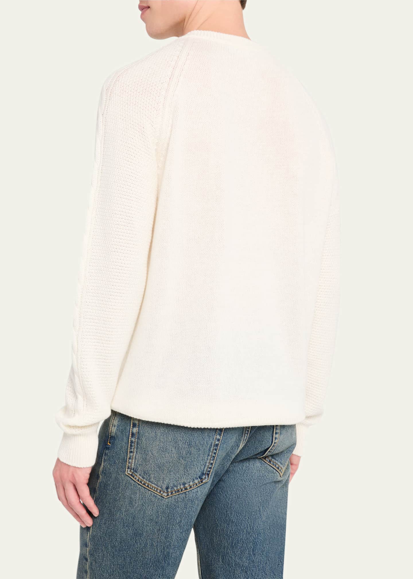 Bergdorf Goodman Men's Aran Linen-Cashmere Sweater Image 3 of 5