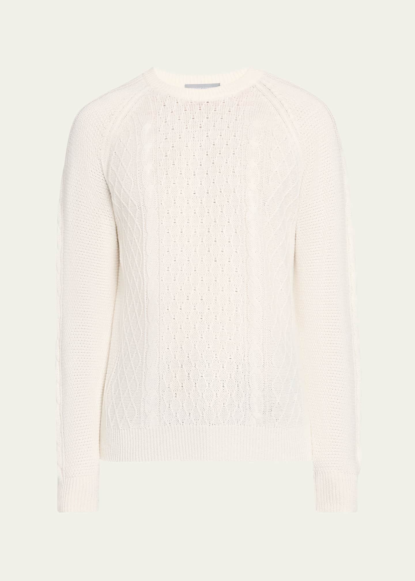 Bergdorf Goodman Men's Aran Linen-Cashmere Sweater Image 1 of 5