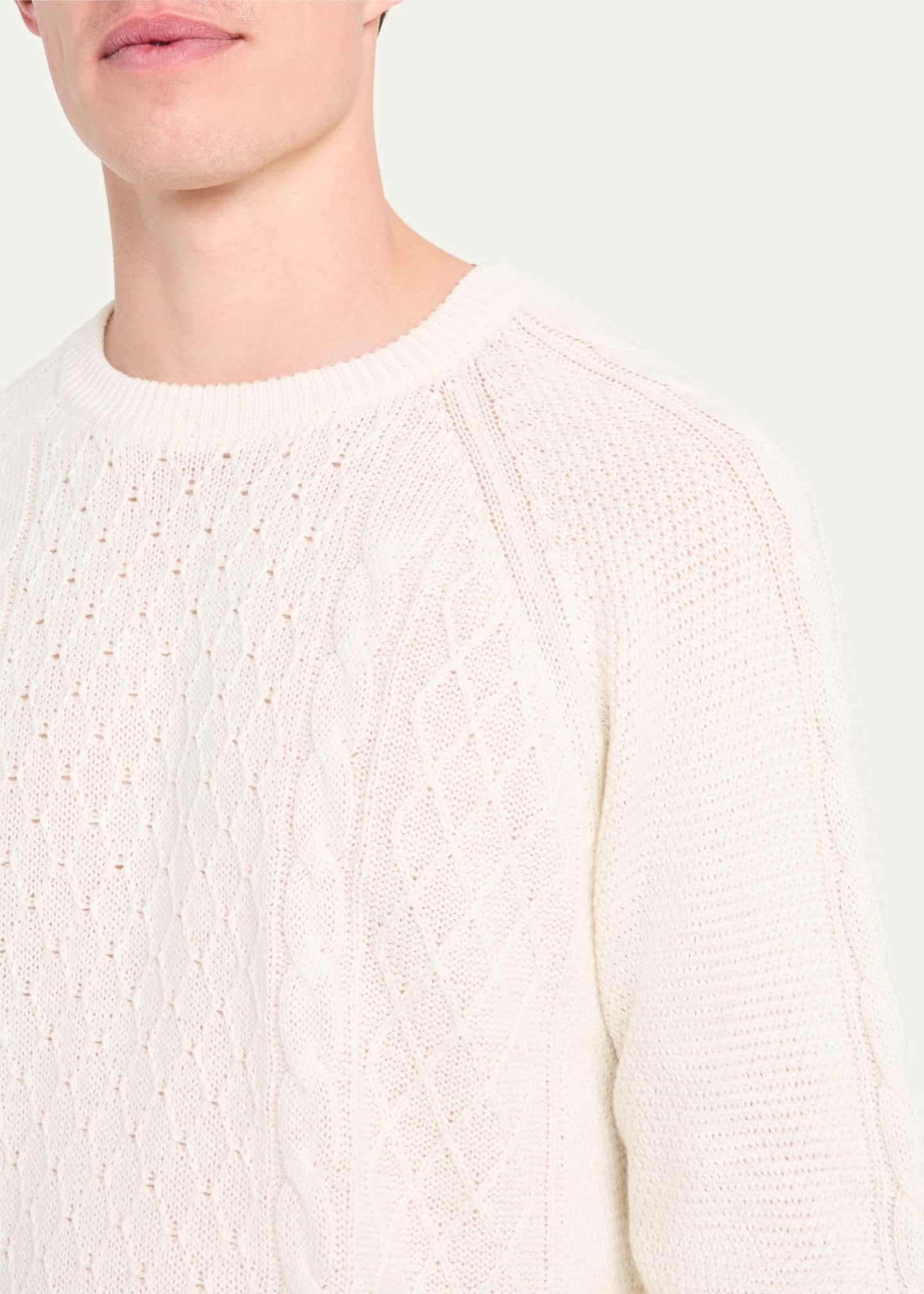 Bergdorf Goodman Men's Aran Linen-Cashmere Sweater Image 5 of 5