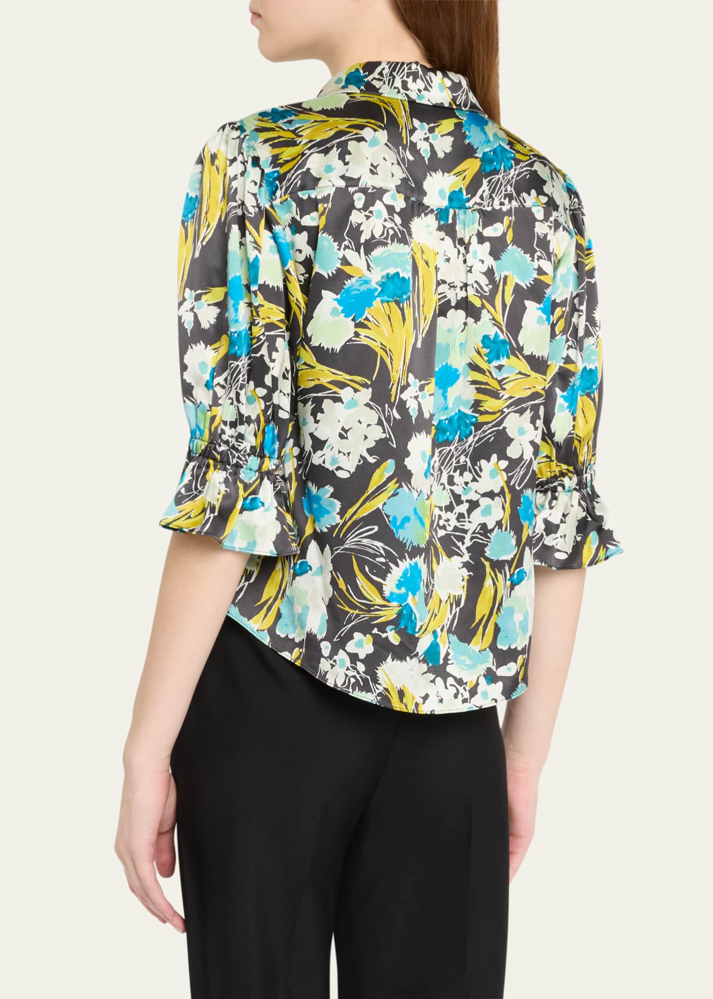 Cinq a Sept Fiona Floral Puff-Sleeve Top Image 3 of 5
