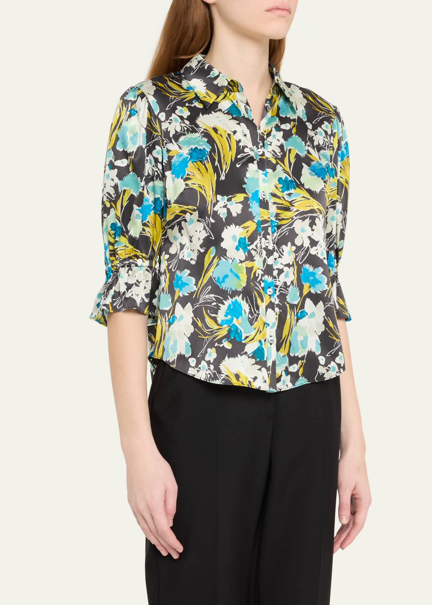 Cinq a Sept Fiona Floral Puff-Sleeve Top Image 4 of 5