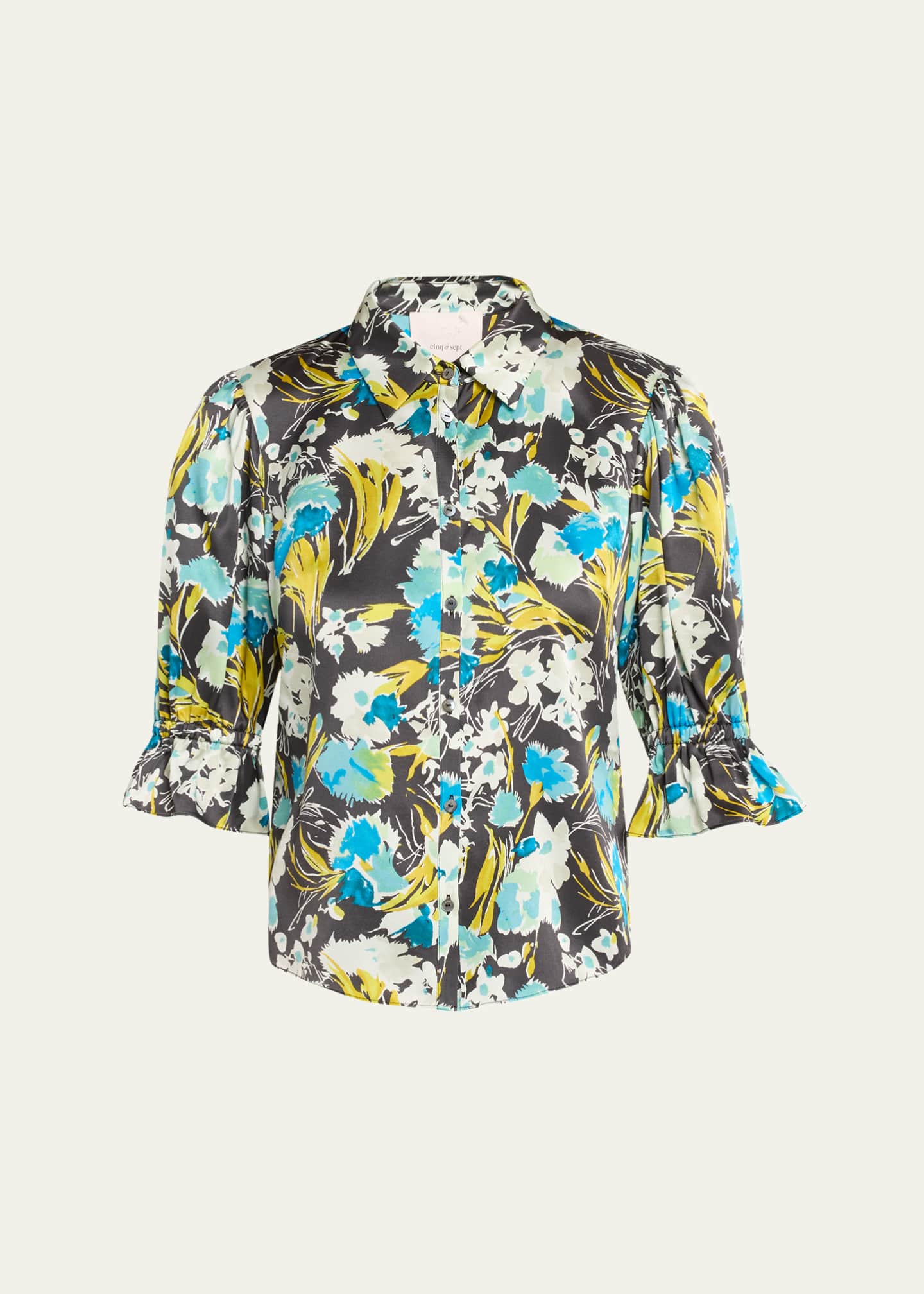 Cinq a Sept Fiona Floral Puff-Sleeve Top Image 1 of 5